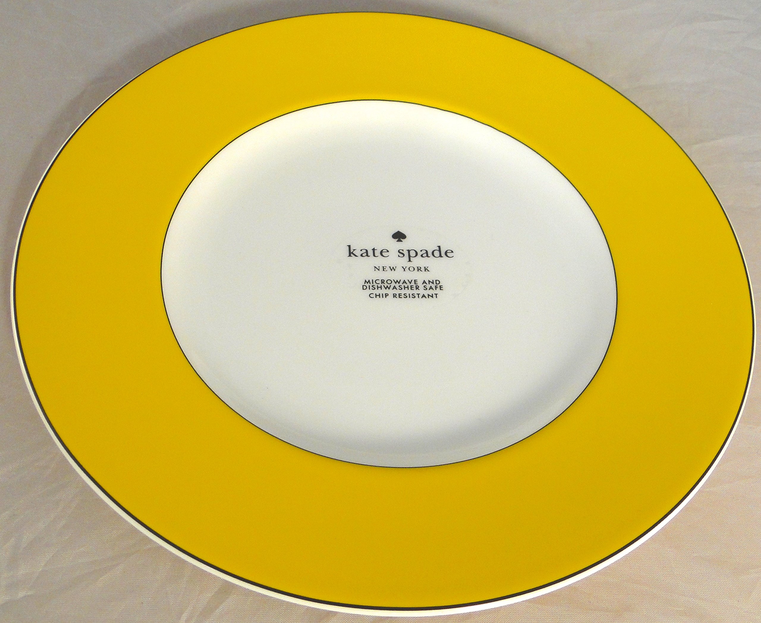 Kate Spade Lenox Rutherford Circle 4-Piece Dinnerware Set - Yellow Pattern Plates, Bowl & Tea/Coffee Cups | Elegant Table Setting for Dining, Entertaining & Gifts