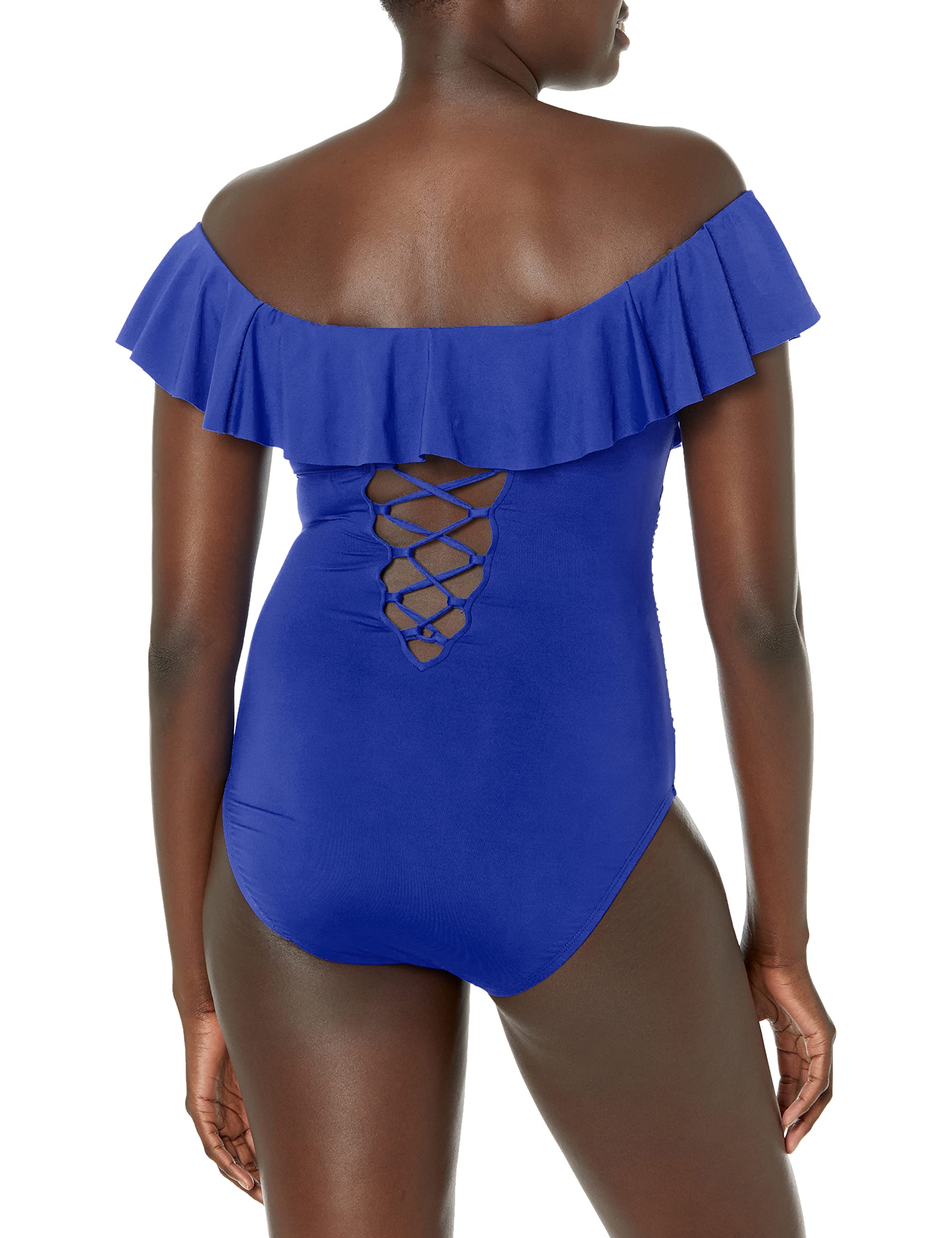 La Blanca Women's One Piece Swimsuit - Off Shoulder Ruffle Bathing Suit for Beach Vacation, Pool Party & Tropical Getaway | Island Goddess Swimwear