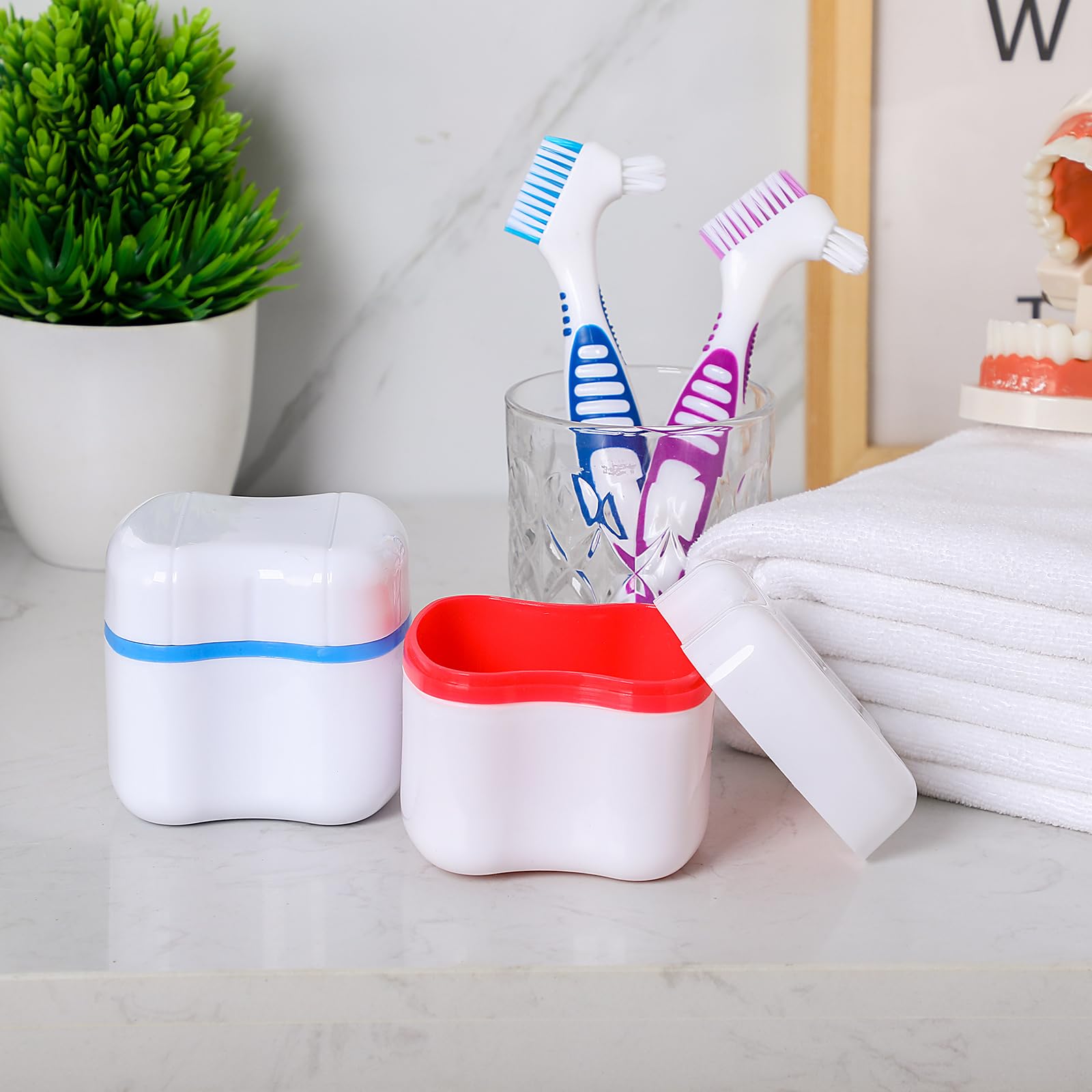 Patelai 2-Pack Denture Storage Cases with Cleaning Brushes – Travel-Friendly Retainer, Braces & Pacifier Organizer for Home & On-the-Go Use