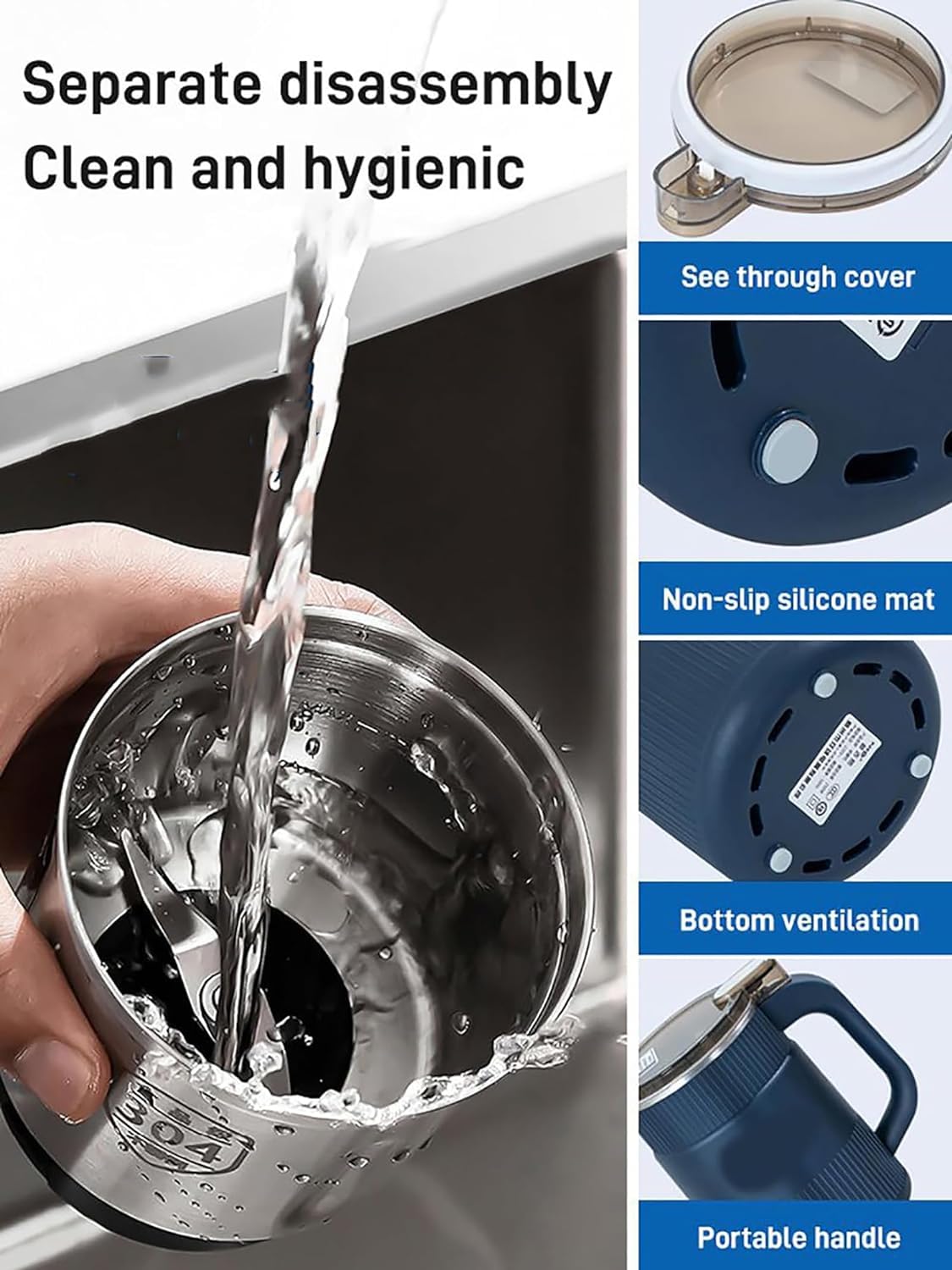 Premium Electric Grain Mill & Spice Grinder - 304 Stainless Steel Blade for Coffee Beans, Herbs, Nuts - Compact Multifunctional Kitchen Appliance (Blue) - Perfect for Home Baking, Coffee Brewing & Healthy Cooking