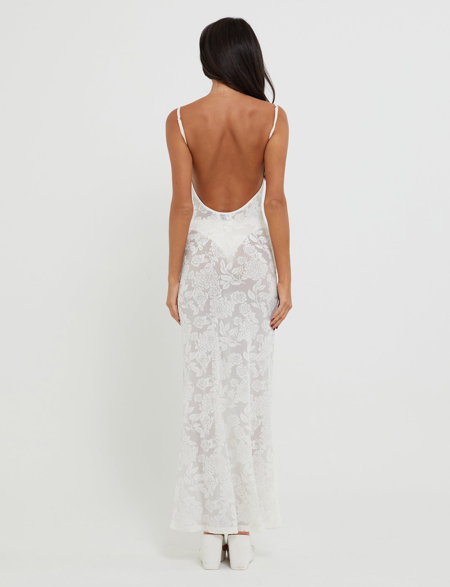 ZUZANNA Women's White Burnout Dress - Elegant Floral Lace Summer Maxi Dress for Beach, Wedding, and Party Occasions