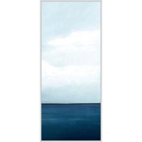 Calm Horizon Panel 3 Canvas Wall Art With Silver Floater Frame - Modern Abstract Landscape Painting for Living Room, Bedroom & Office Decor