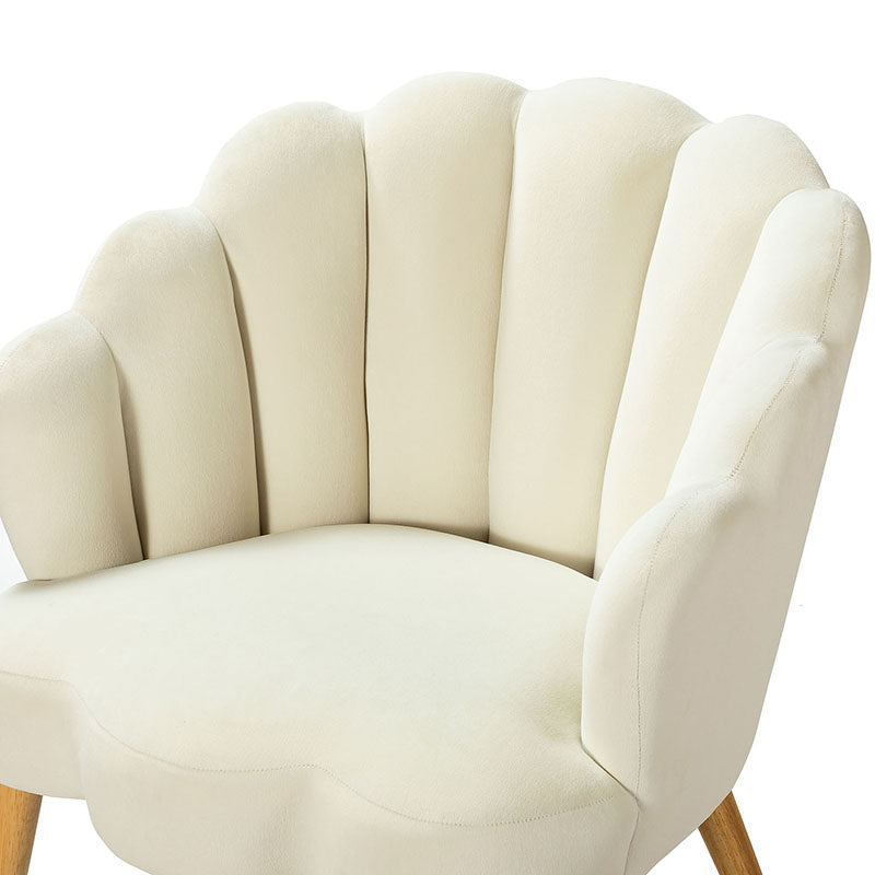 Ariel Scalloped Velvet Armchair - Luxurious Velvet Upholstered Accent Chair for Living Room, Bedroom & Office - Elegant Home Decor Furniture for Comfortable Seating