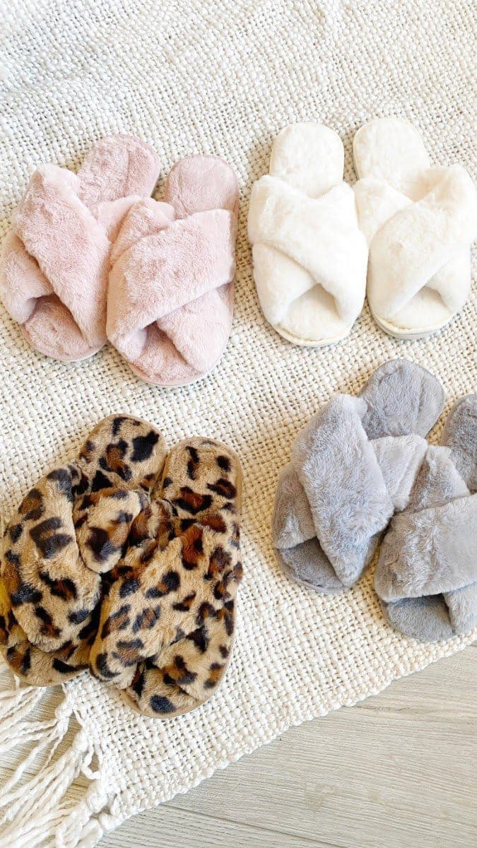 Jessica Fluffy Slippers for Women - Soft Grey Cozy Indoor/Outdoor House Shoes - Perfect for Home, Lounge & Winter Comfort