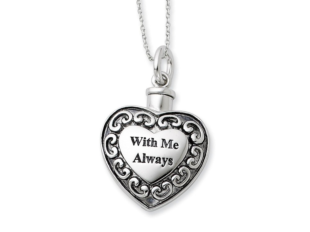 Always with Me Sterling Silver Ash Holder Necklace - 18 Inch Memorial Jewelry for Loved Ones | Perfect for Remembrance, Gifts & Special Occasions