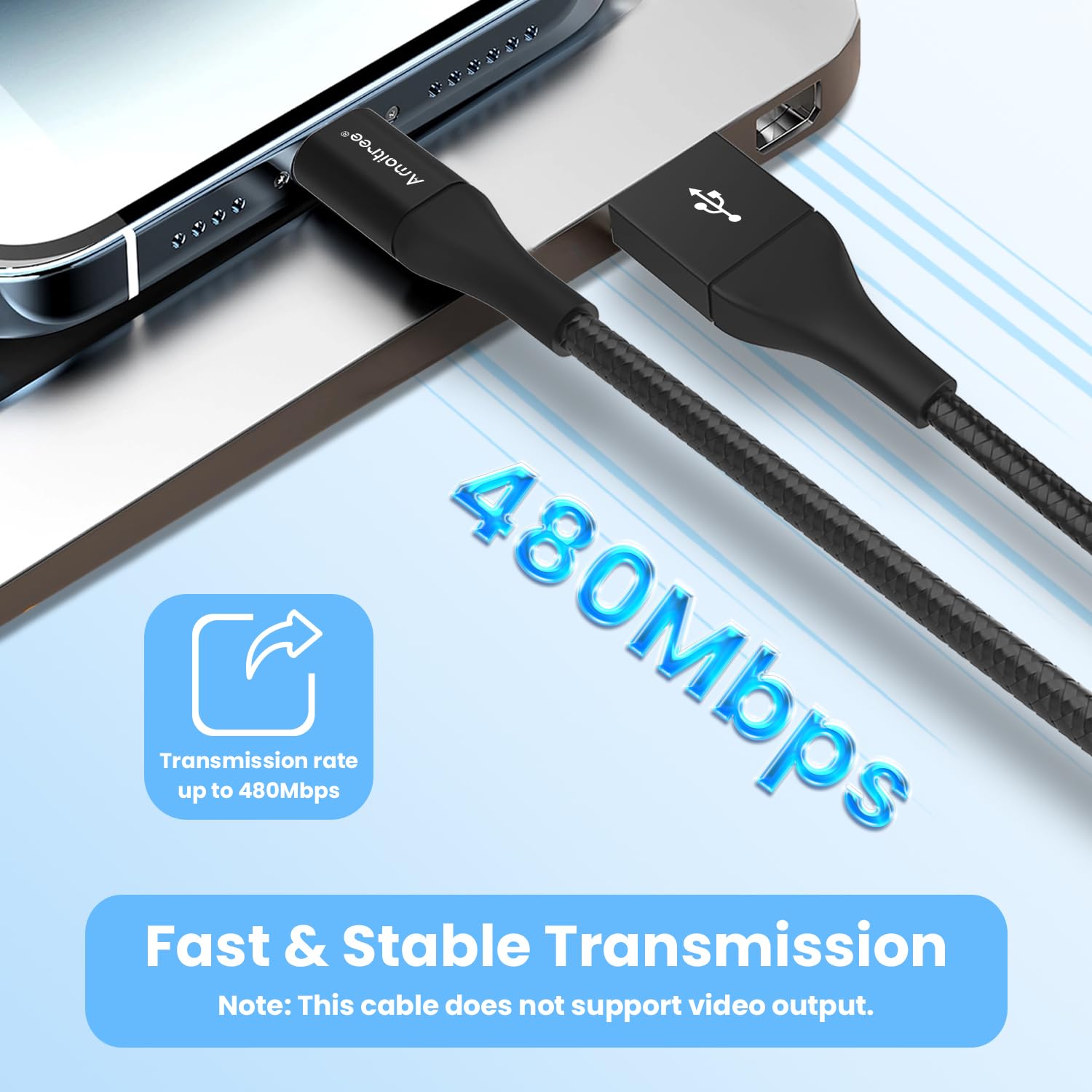 Apple MFi Certified Lightning Cable 4Ft - 3A Fast Charging Nylon Braided iPhone Charger for iPhone 14 Pro Max/14/13/12/11/XS/XR/8/7/6/5 - Durable & Tangle-Free - Perfect for Home, Office & Travel (Black)