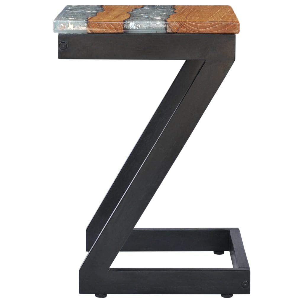 11.8x11.8x19.6 Inch Solid Teak Wood Coffee Table with Polyresin Finish - Modern End Table, Side Table, or Nightstand for Living Room, Home Office, Bedroom - Perfect for Display Decor, Plant Stand & Interior Design