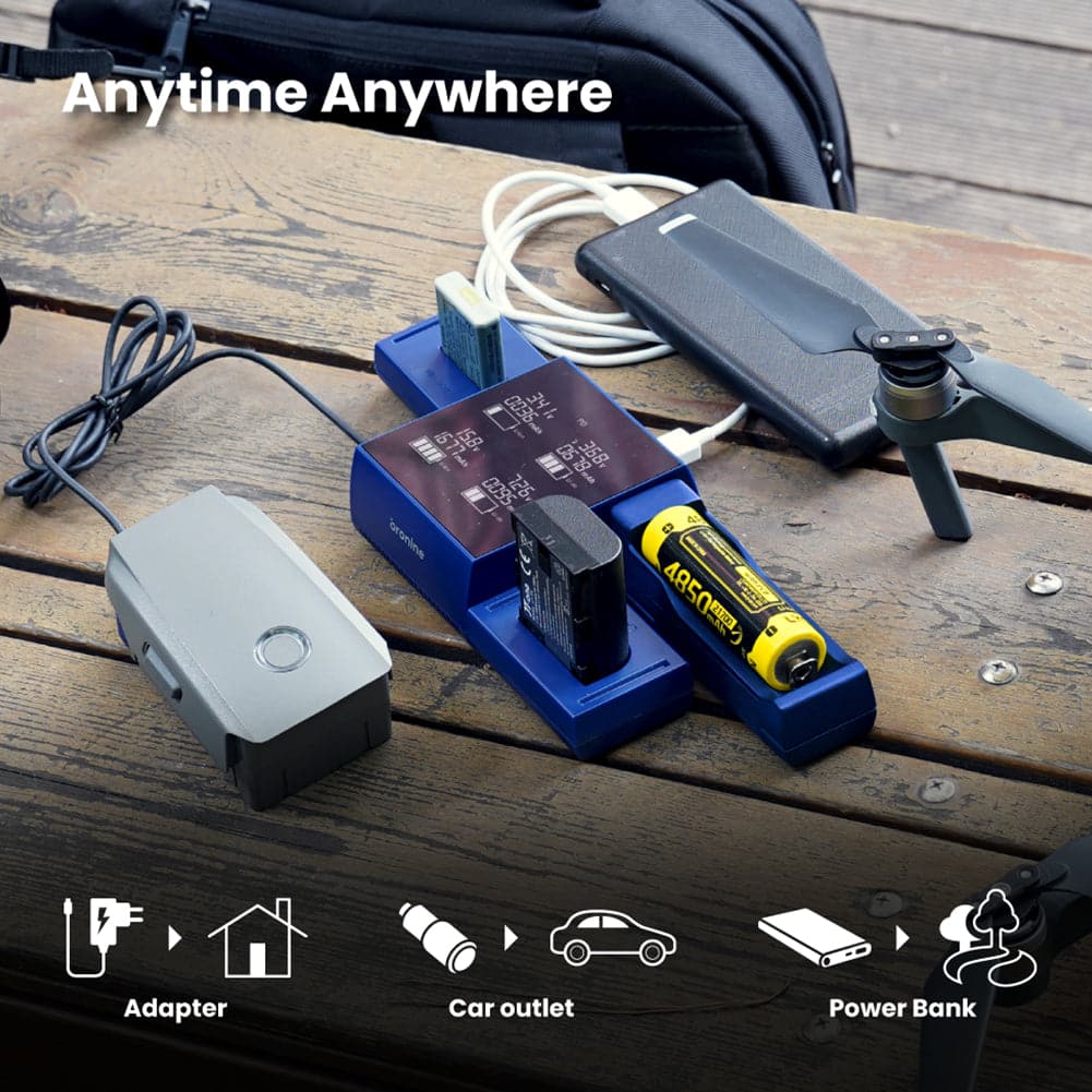 Bronine Multi Brand 4 Port USB Camera Charging Station - Fast Charging for DSLR, Mirrorless & Action Cameras - Perfect for Photographers, Vloggers & Travel Enthusiasts