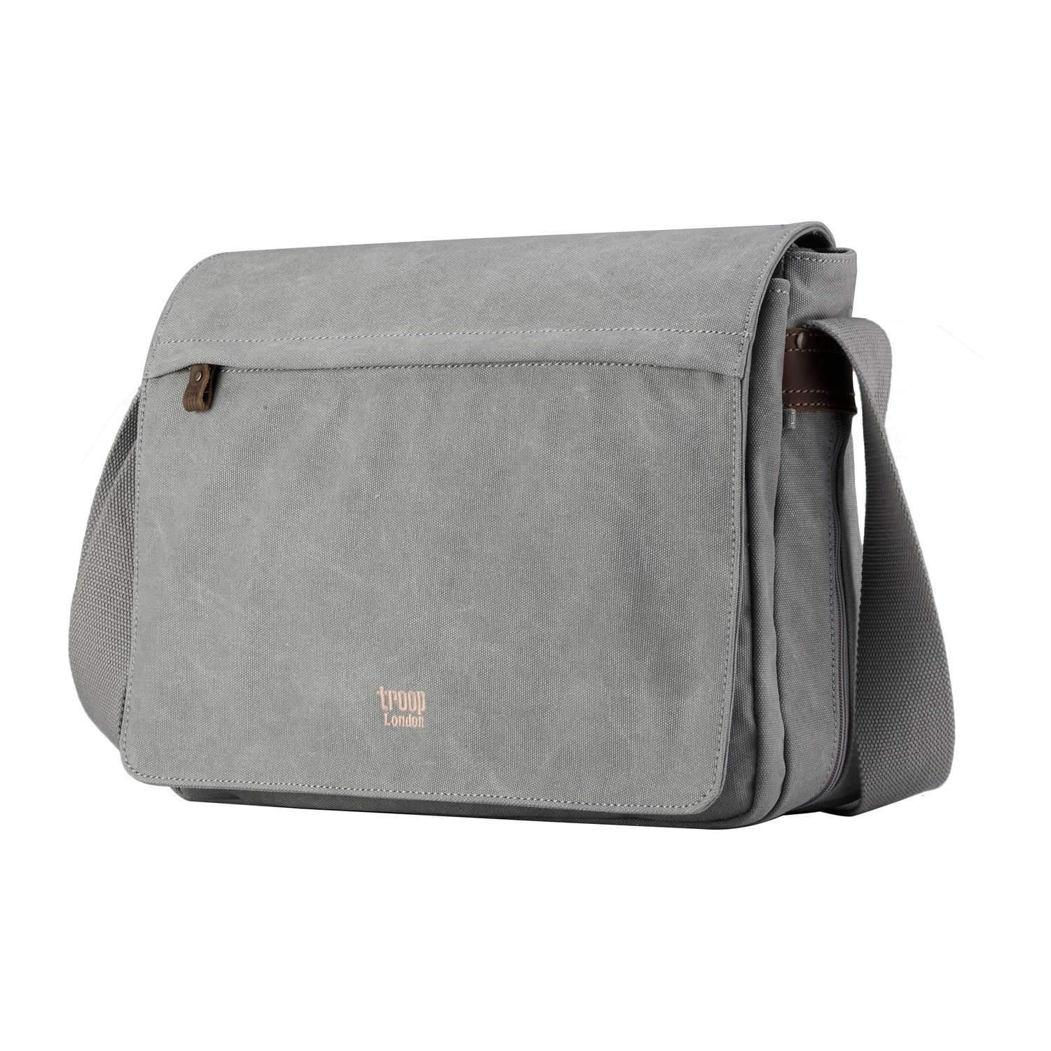 TRP0240 Troop London Classic Canvas Laptop Messenger Bag 16.5 Inch - Stylish Work & College Commuter Bag for Men & Women