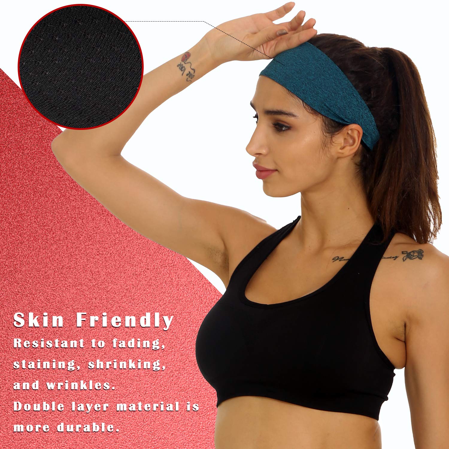 EasYoung Women's Yoga Headbands 3-Pack - Sweat Wicking Sports Hair Bands for Running, Fitness & Workouts - Elastic Non-Slip Cooling Headbands for Women - Perfect for Gym, Yoga, Tennis and Outdoor Activities