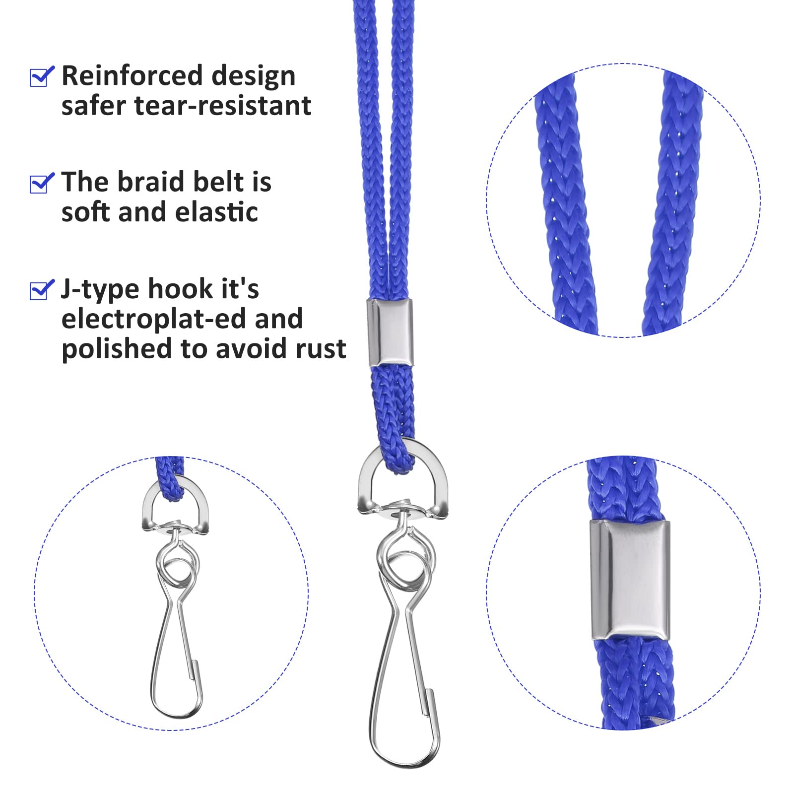 150 Pcs ID Badge Lanyards with Swivel Hook - Thin Neck Strap for Safety & Business Cards - Office & School Use