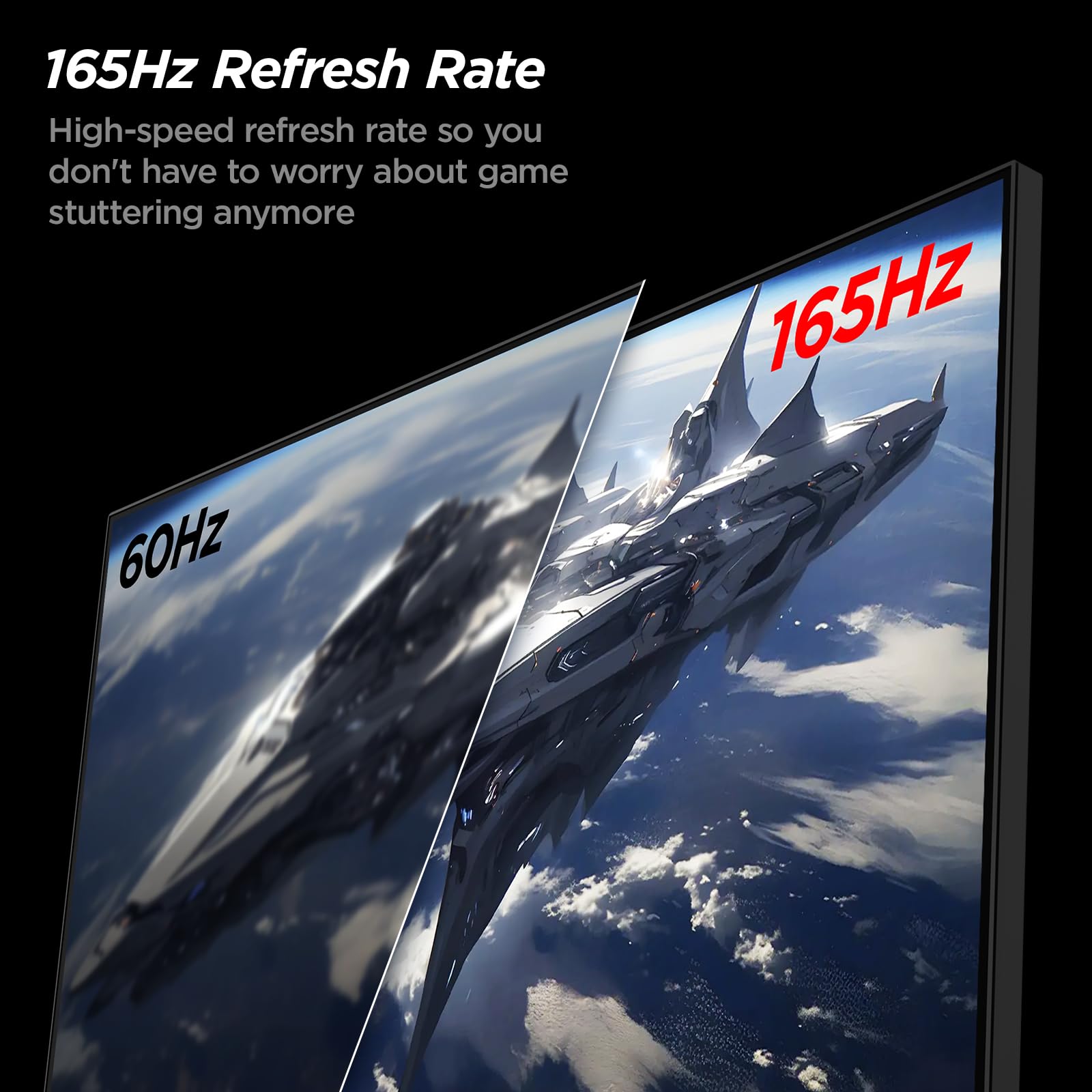 KOORUI 27 Inch Gaming Monitor 165Hz IPS FHD 1920x1080 1ms Response Time with Adaptive Sync, VESA Mountable, Tilt Adjustable, 2x HDMI 2.0 & DisplayPort 1.4 - Perfect for Esports, PC Gaming and Home Office Work (Black)
