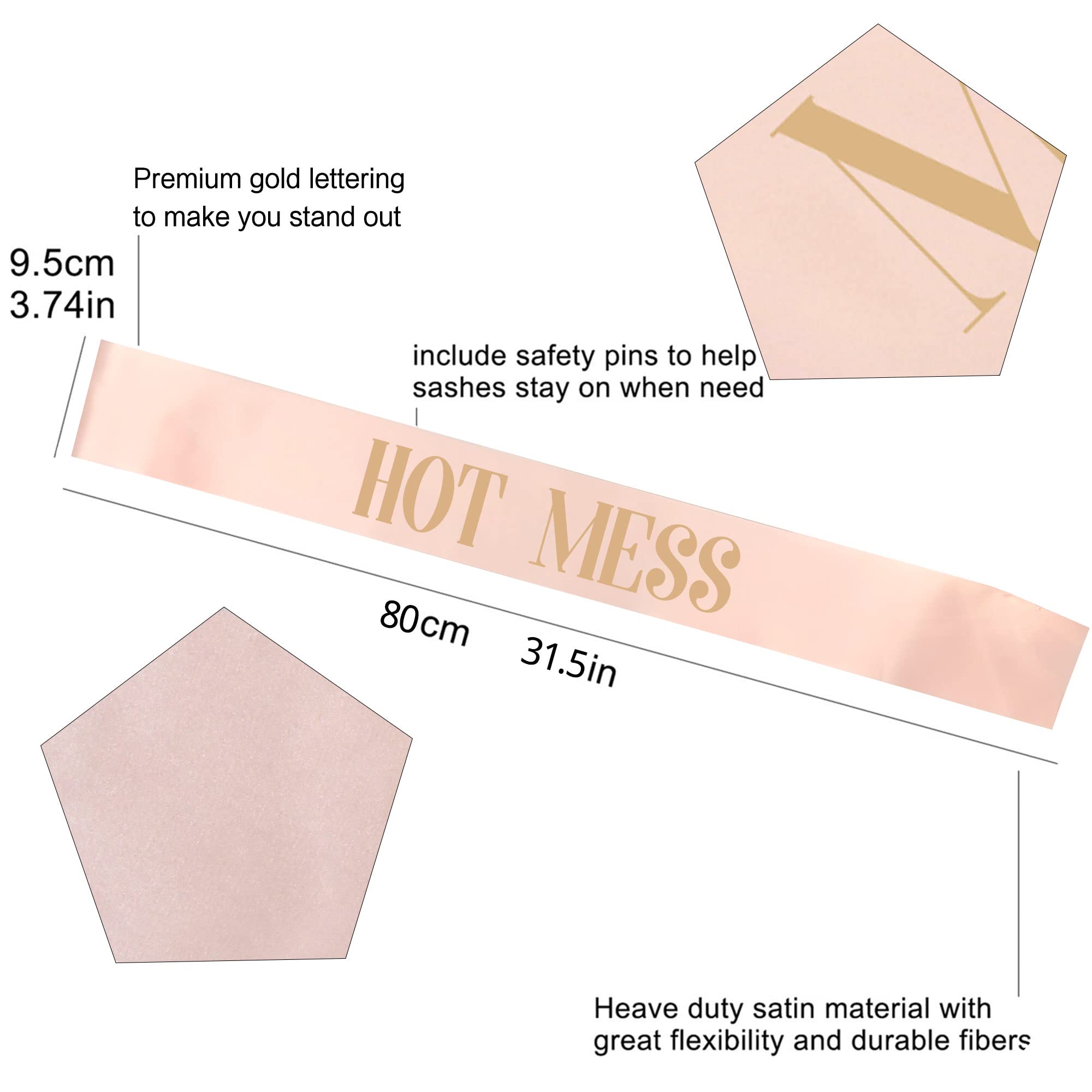 12Pcs Birthday Sashes for Women & Girls - 1 White & 11 Rose Gold Satin Party Sashes Set - Perfect for Birthday Party Decorations, Gifts & Favors - Great for Bachelorette Parties, Bridal Showers & Birthday Celebrations