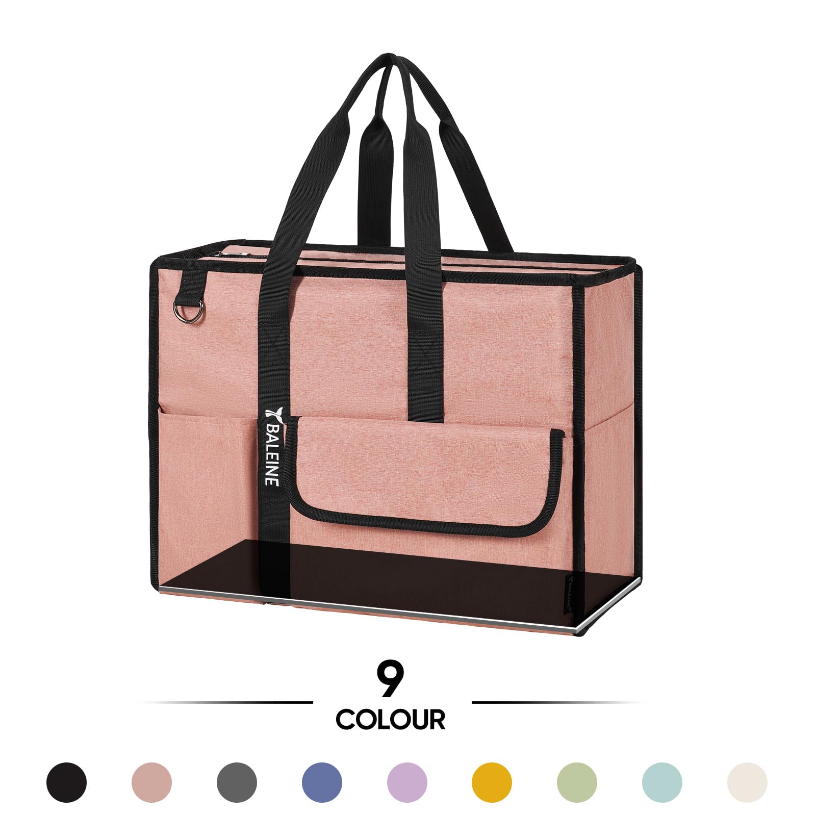 BALEINE Large Foldable Tote Bag with Reinforced Bottom & Pockets - for Nurses, Travel & Work