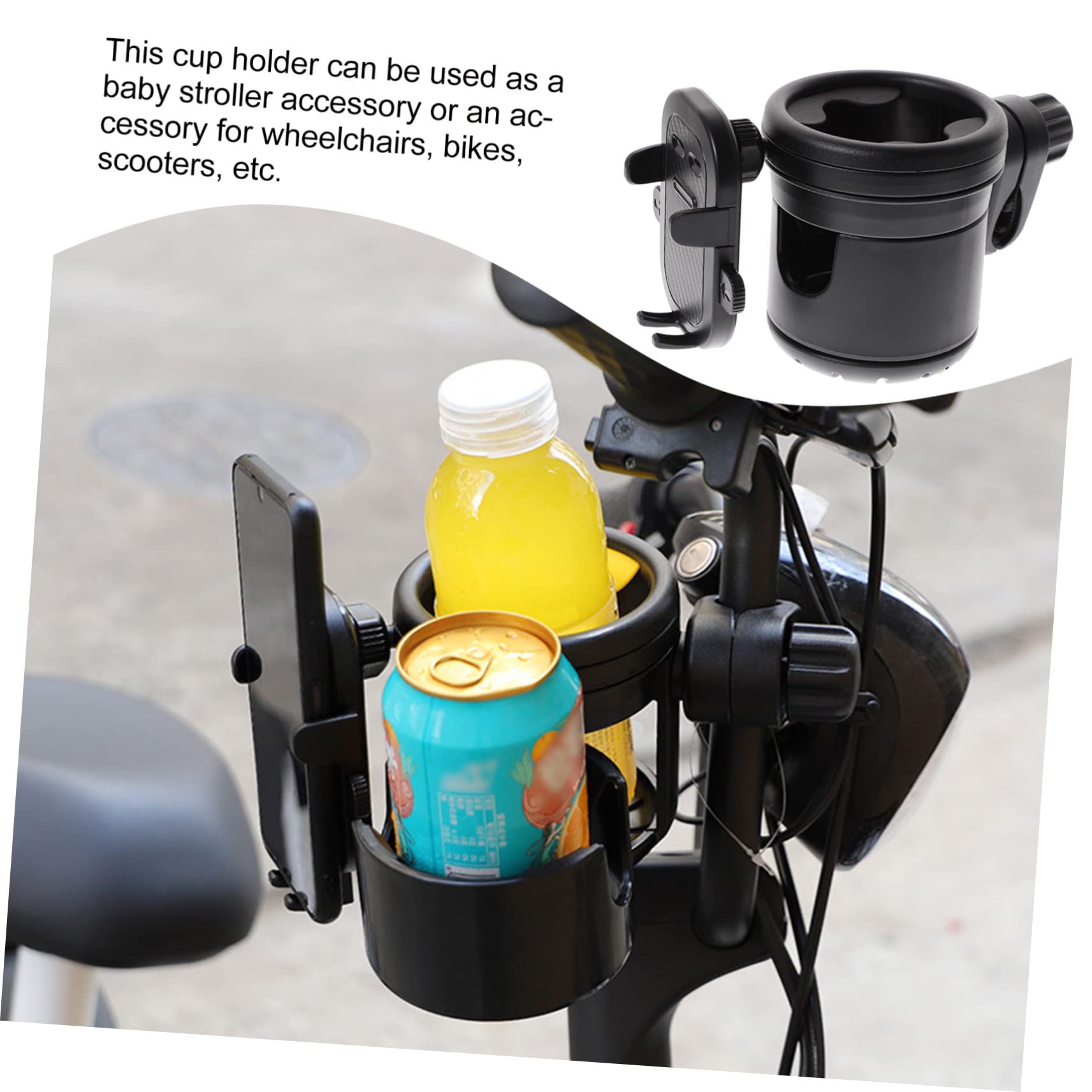 Wakauto 2-Pack Metal Cup & Phone Holder for Jogging Strollers - Secure Smartphone & Drink Holder for Running, Walking, Shopping - Perfect for Parents & Outdoor Activities