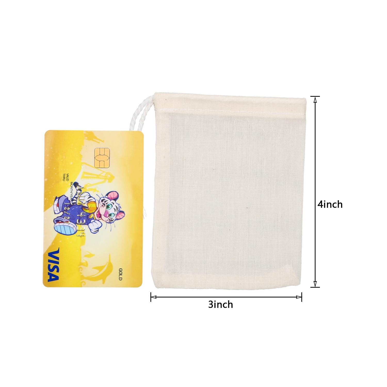 10-Pack Reusable Tea Filter Bags - Unbleached Cotton Muslin Strainer Bags for Tea, Soup, Bone Broth, Spices & Cold Brew Coffee (3x4 Inches) - Perfect for Home Brewing, Cooking & DIY Projects