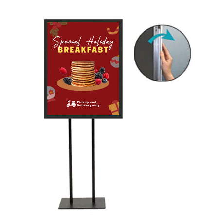 12x18 Double Pole Floor Stand Sign Holder - 1 1/4