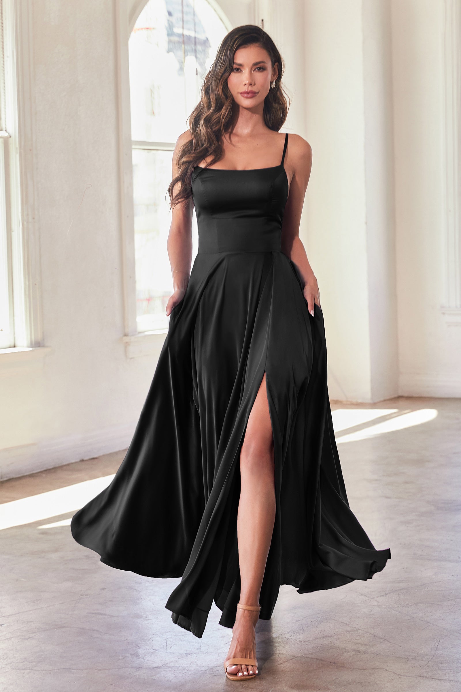 Elegant Justine Satin A-Line Gown - Formal Evening Dress for Prom, Wedding & Special Occasions