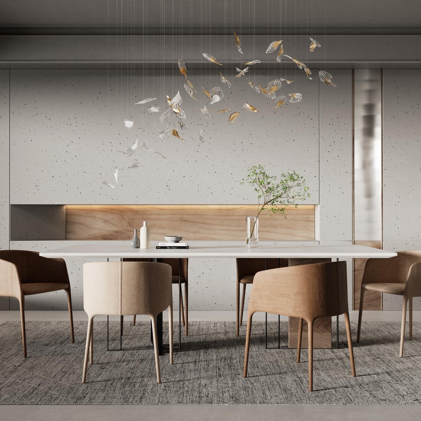 Breezeleaf Crystal Chandelier - Modern Ceiling Light Fixture for Dining Room, Bedroom & Living Room | Elegant Home Decor Lighting | Perfect for Weddings & Interior Design