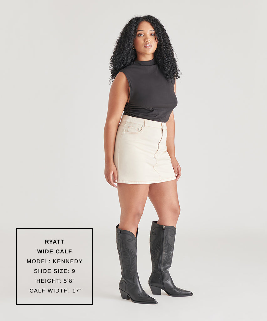 RYATT Wide Calf Boots for Women - Black Leather Ankle Boots with Comfortable Fit | Perfect for Work, Casual Wear & Outdoor Activities