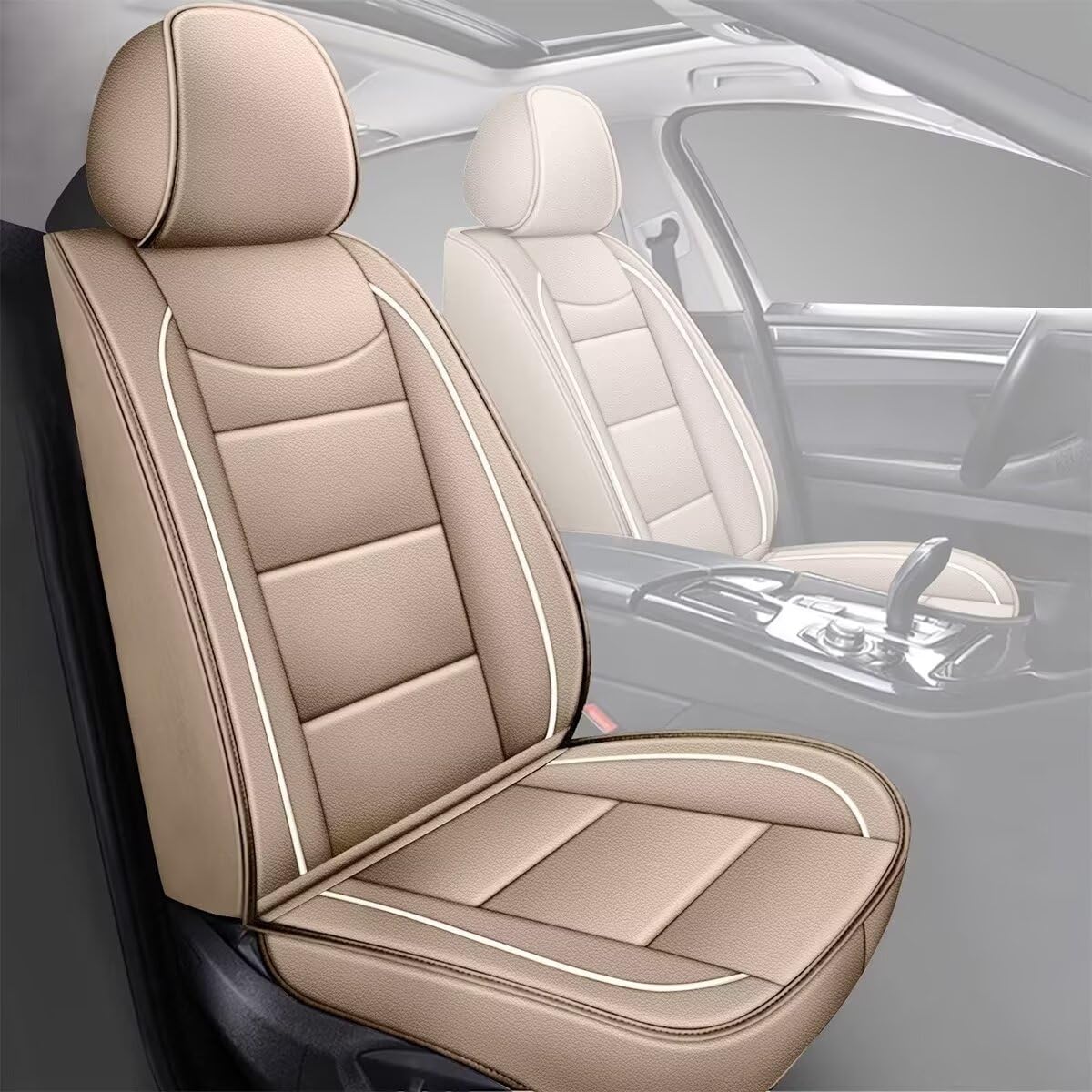 Premium Faux Leather Car Seat Covers Full Set for Subaru Crosstrek 2016-2024 - 5-Seat Protection Cushion (Beige) | Durable & Comfortable for Daily Commute, Road Trips & Family Adventures