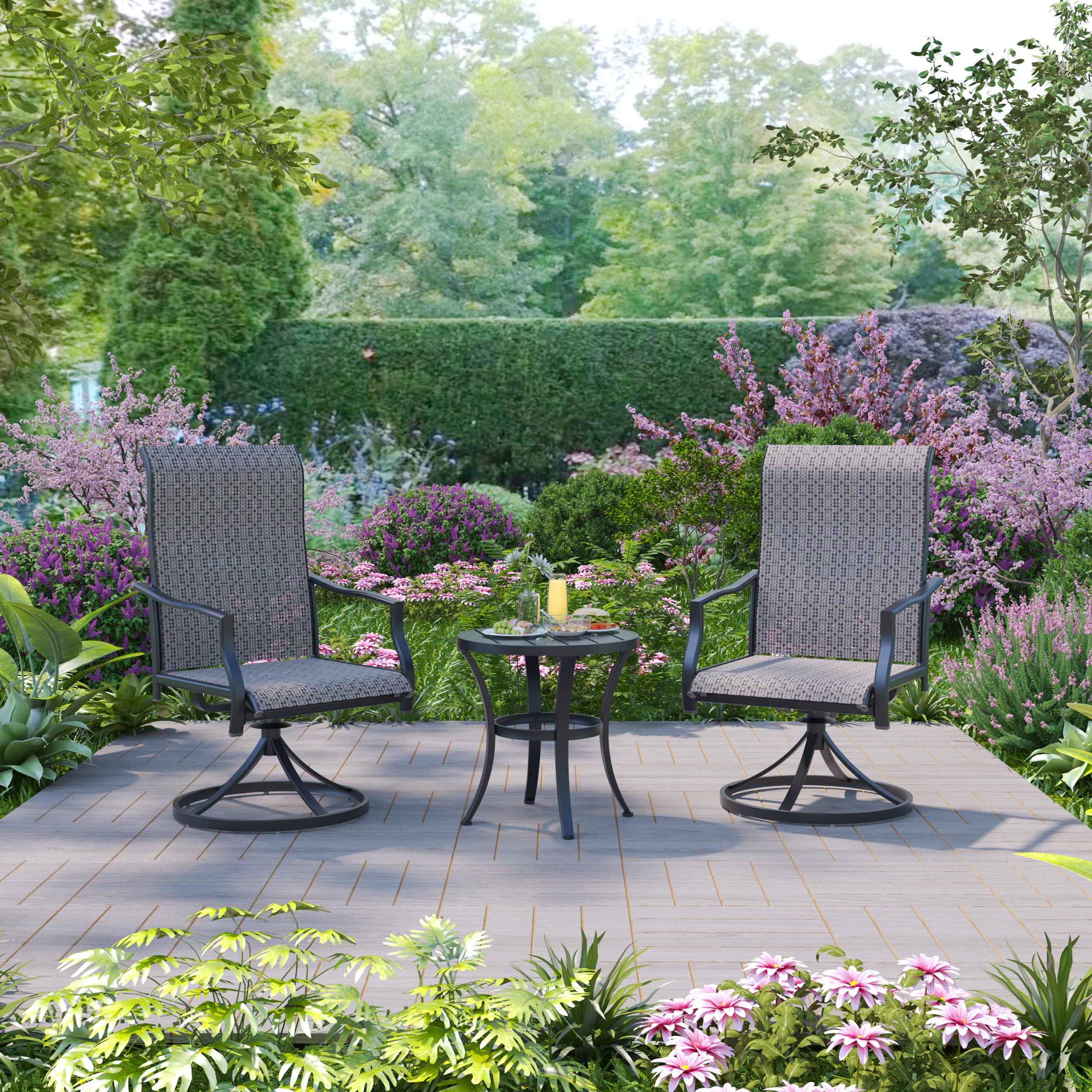 20 Inch Round Metal Outdoor Bistro Table - Adjustable Foot Pads, 8 LB Patio Dining & Side Table for Lawn, Garden, Balcony, Cafe (Indoor/Outdoor Use) - Perfect for Backyard BBQs, Poolside Lounging & Small Space Dining