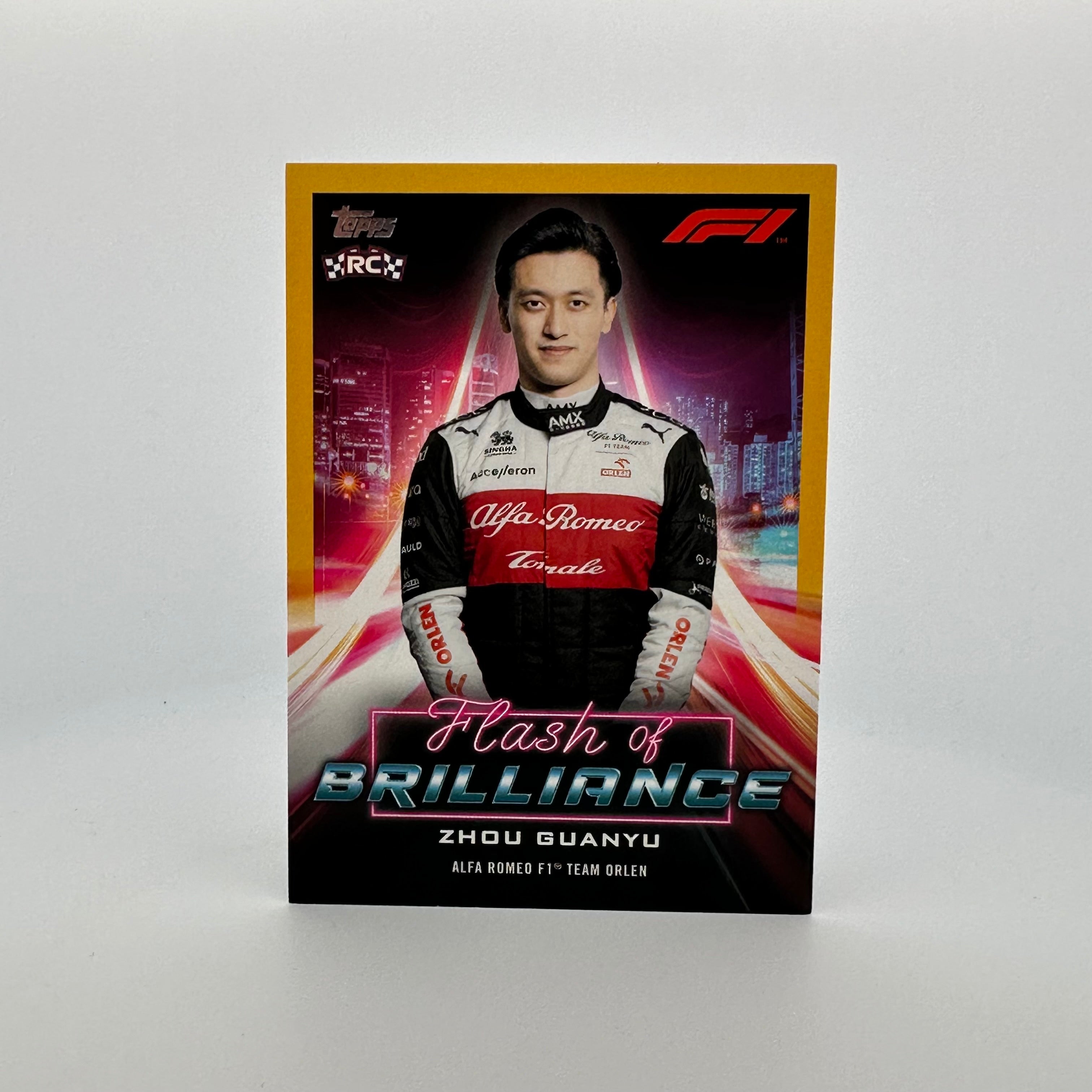 Zhou Guanyu #FOBZG Flash Of Brilliance Gold Collectible F1 Racing Memorabilia - Perfect for Motorsport Fans, Display, and Gift Giving