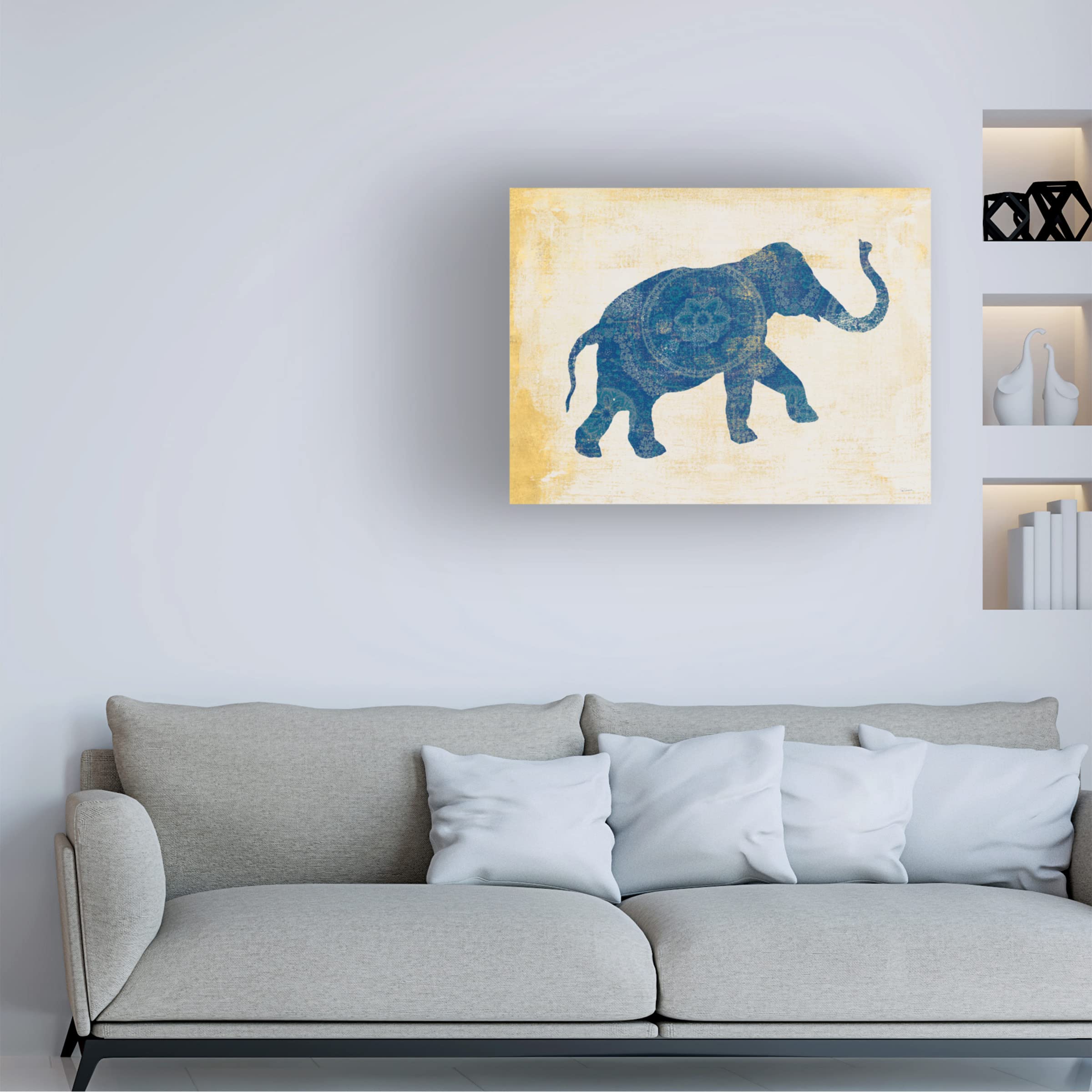 Trademark Fine Art 'Raja Elephant I' Canvas Wall Art Print by Sue Schlabach - Stunning Elephant Painting for Living Room, Bedroom & Office Decor