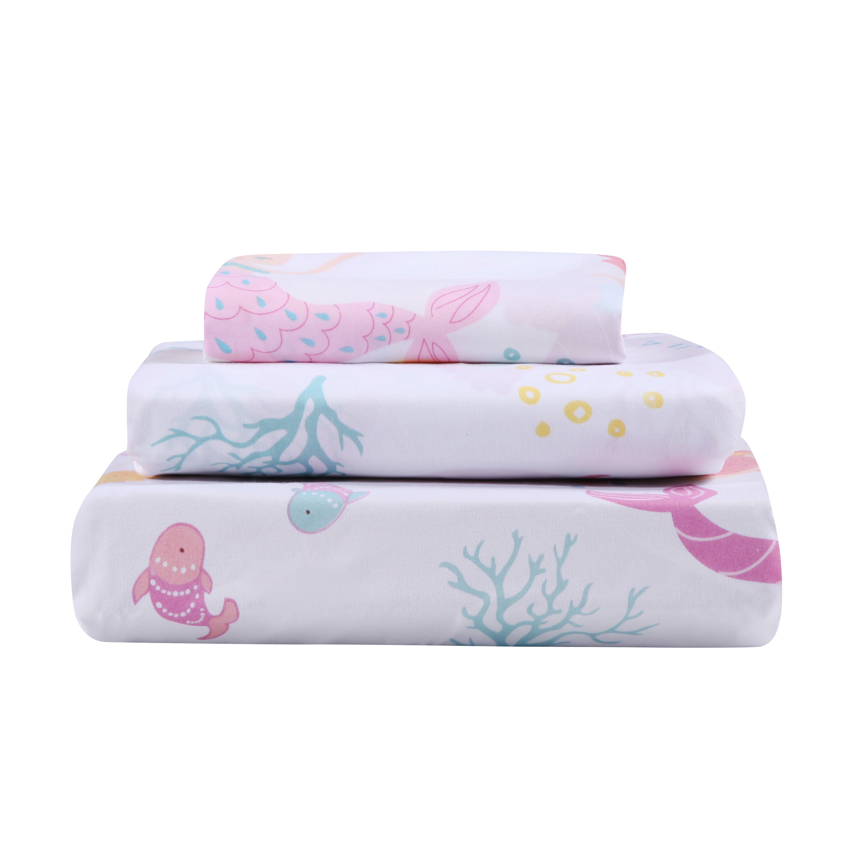 Luxury Mermaid Print Bed Sheet Set - Soft & Breathable Queen Size 4-Piece Bedding for Girls & Teens - Perfect for Kids' Rooms, Dorm Decor & Themed Bedrooms