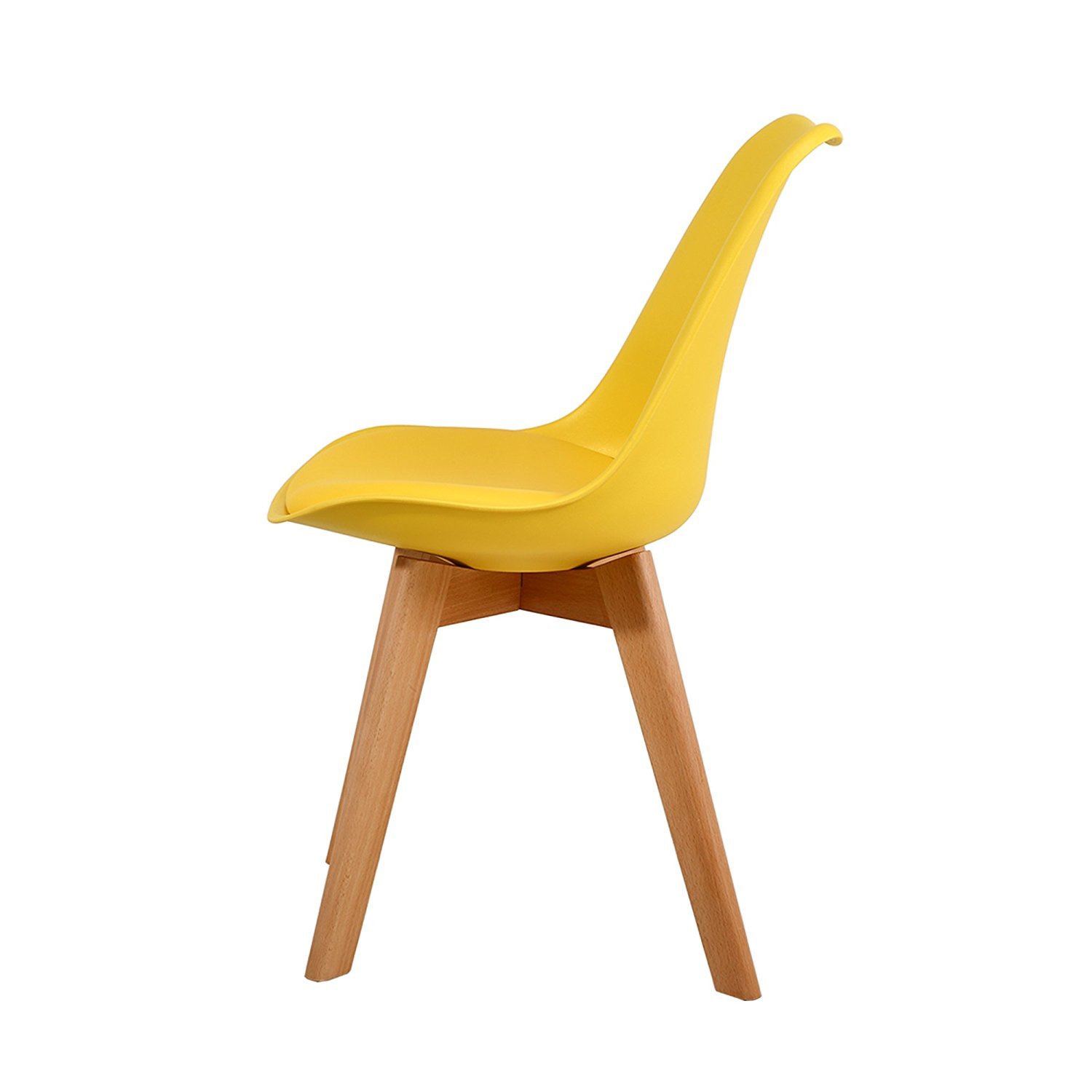 NOBPEINT Mid Century Modern Dining Chairs Set of 4 - Yellow Upholstered Kitchen Chairs for Dining Room, Restaurant & Cafe - Comfortable & Stylish Retro Seating
