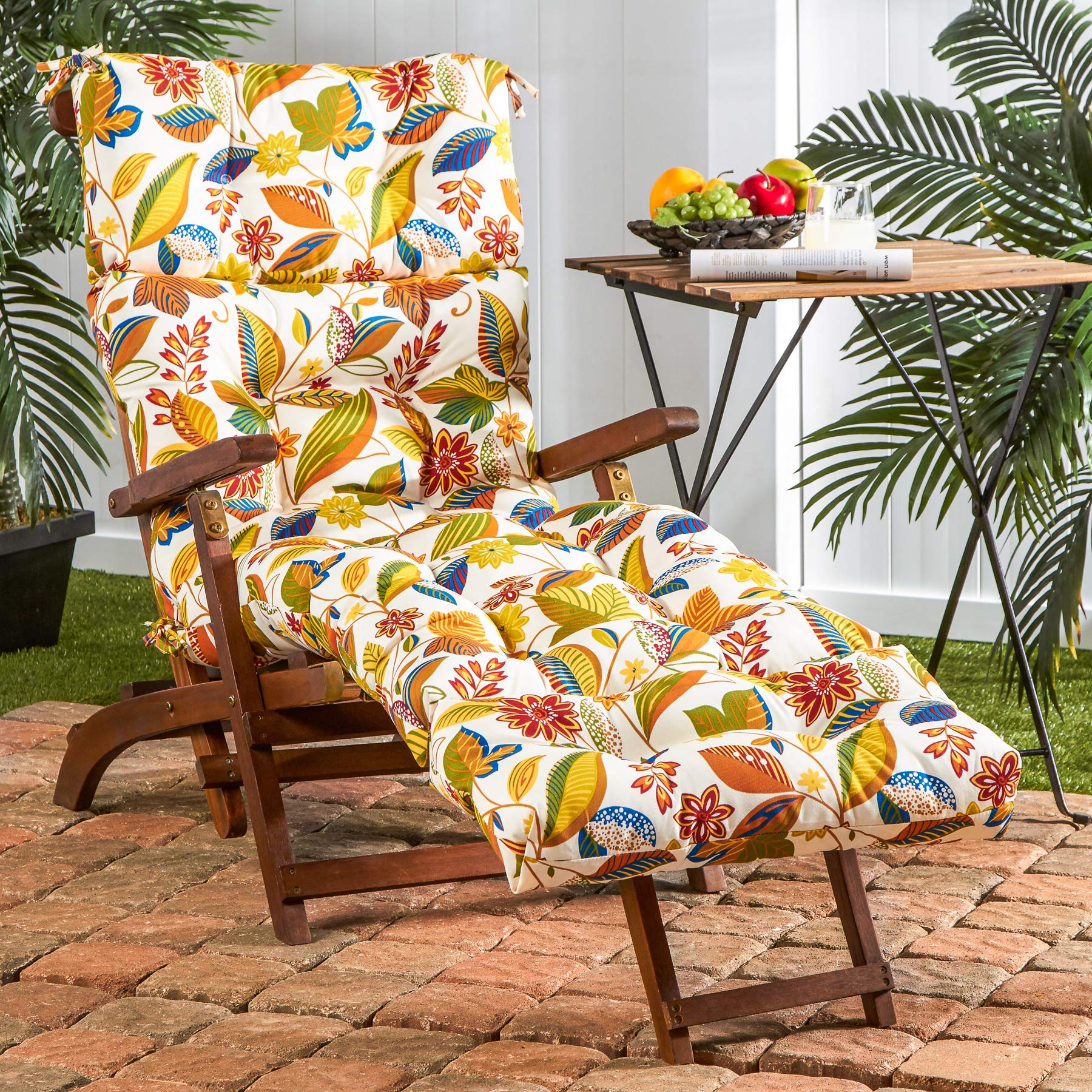 South Pine Porch Outdoor 72x22-inch Chaise Lounge Chair Cushion - Esprit Floral Design - Waterproof & UV Resistant Patio Furniture Cushion for Poolside, Deck, Garden & Outdoor Relaxation