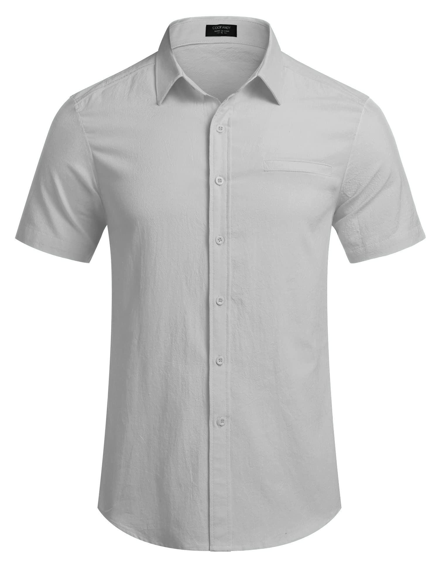 COOFANDY Men's Casual Linen Short Sleeve Button Down Shirt | Breathable Summer Hawaiian Shirt for Beach Vacation & Outdoor Activities