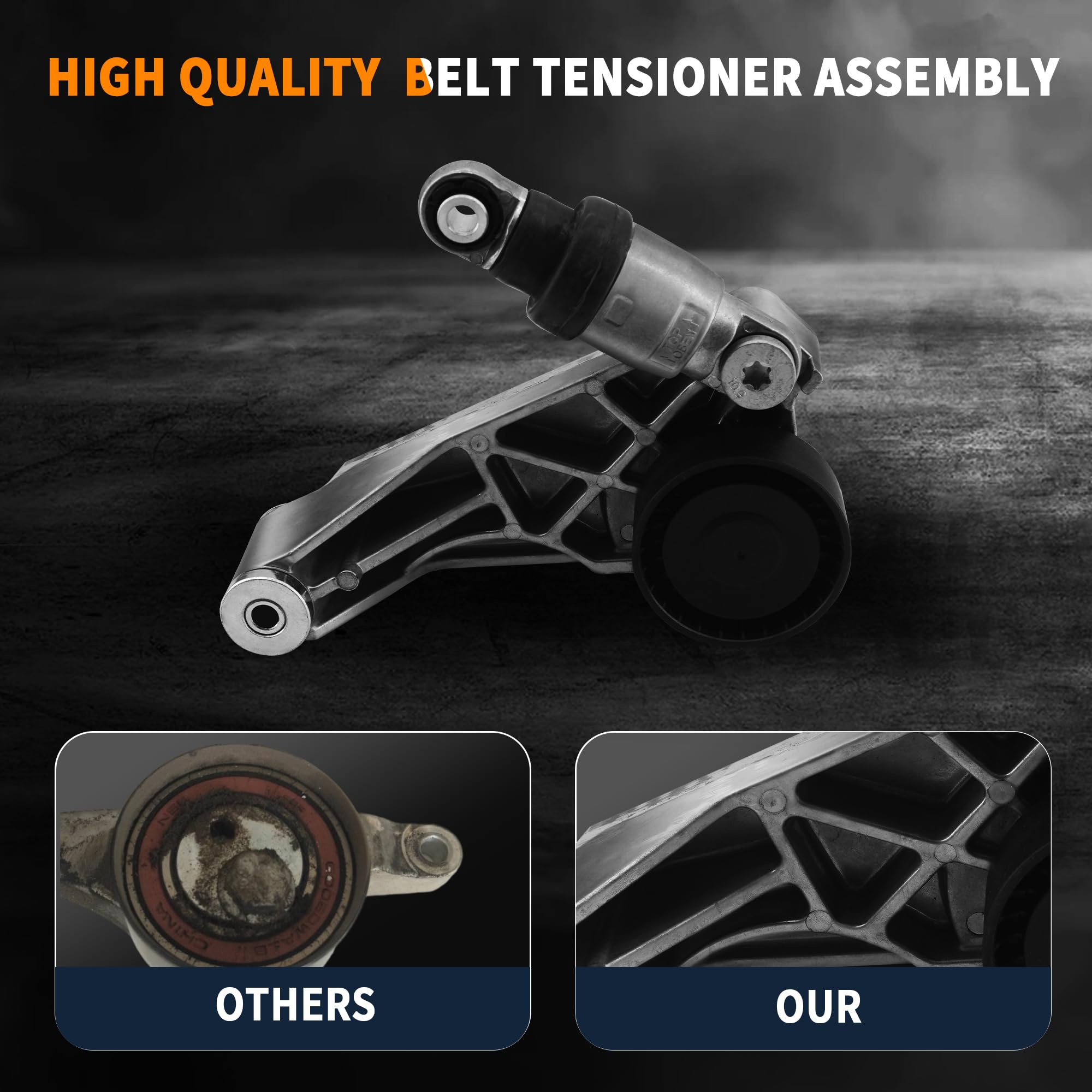 04627038AA Drive Belt Tensioner Assembly with Pulley - Compatible with 2012-2018 Jeep Wrangler JK V6 3.6L | Replacement for 4627038AA & 39415 | Smooth Engine Performance for Off-Road Adventures & Daily Commutes