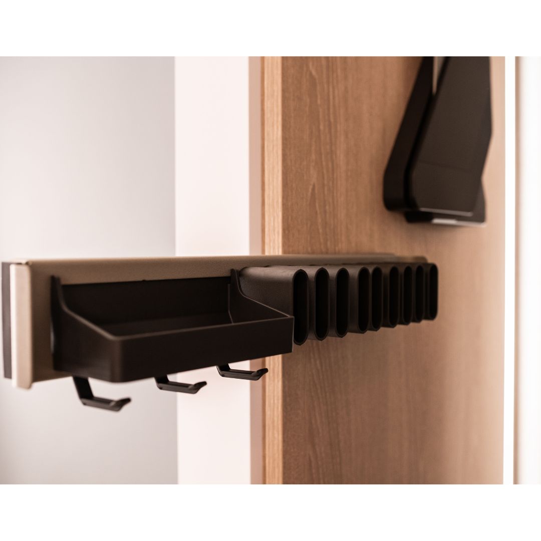 Conero Black Belt and Tie Organizer with Pull-Out Tray - Perfect for Closet Storage, Travel & Office Organization