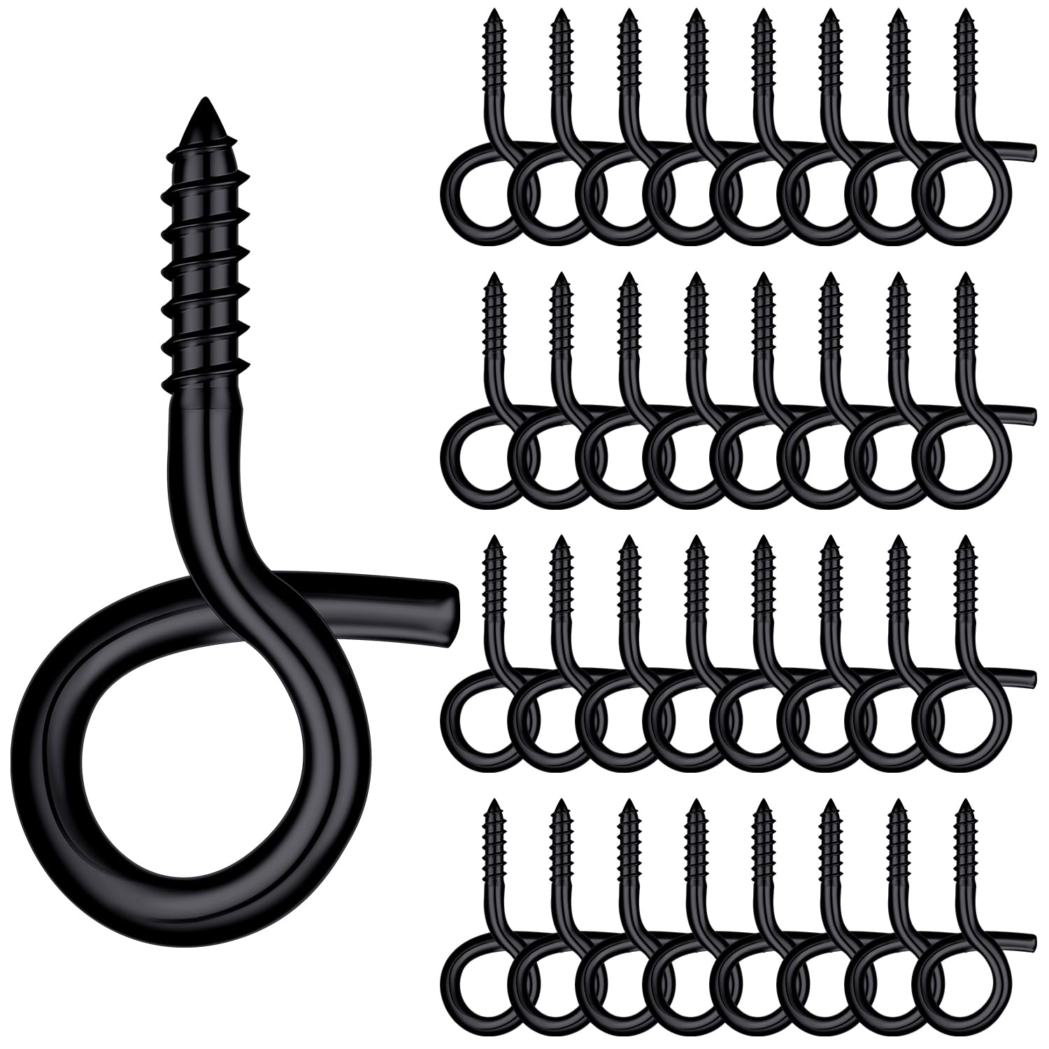 60 Pack Black Christmas Light Hanger Hooks - Heavy Duty Outdoor Q Hooks for Holiday String Lights, Xmas Decorations - Perfect for Roof, Gutters, Trees & Indoor Holiday Decor