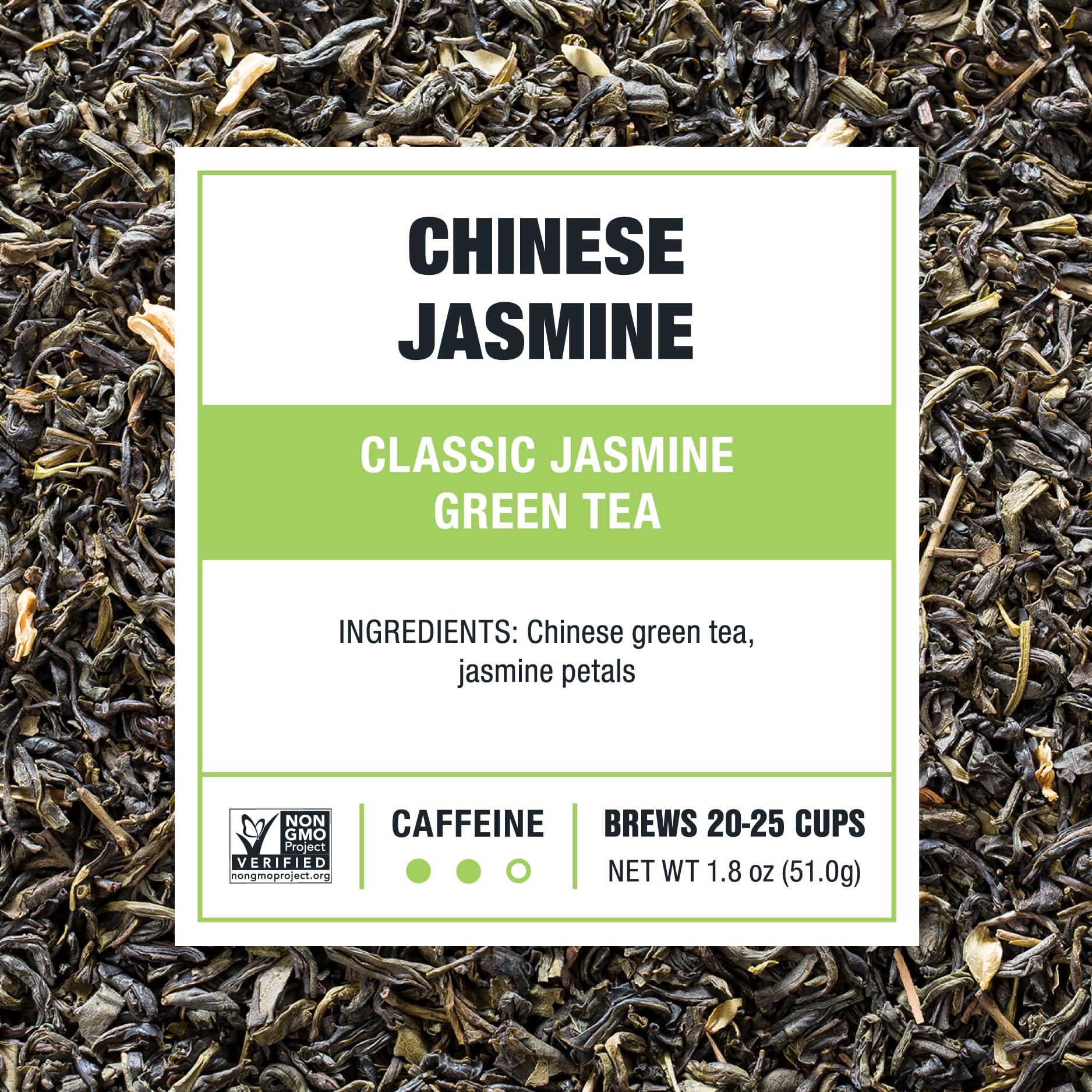 Premium Chinese Jasmine Green Tea Loose Leaf - Tiesta Tea | Classic Floral Aroma | Medium Caffeine | Hot or Iced Brew | 25 Cups per Pouch | 1.8oz Resealable Bag | Perfect for Relaxation, Afternoon Tea & Gifts