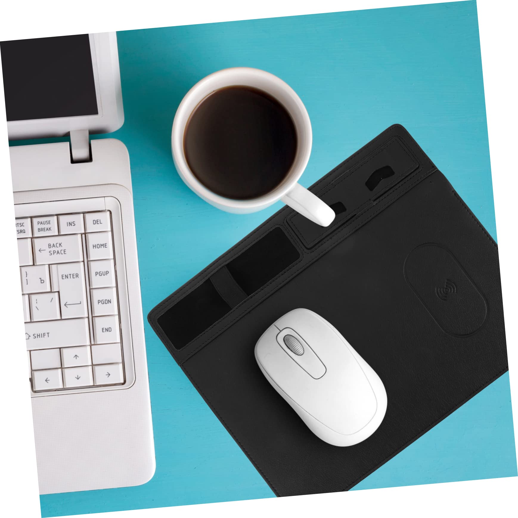 Wireless Charging Pad with Gaming Mouse Mat - Fast Qi-Certified Charger for iPhone, Samsung, AirPods - Multi-Functional Desk Accessory for Office & Home Workspace Setup