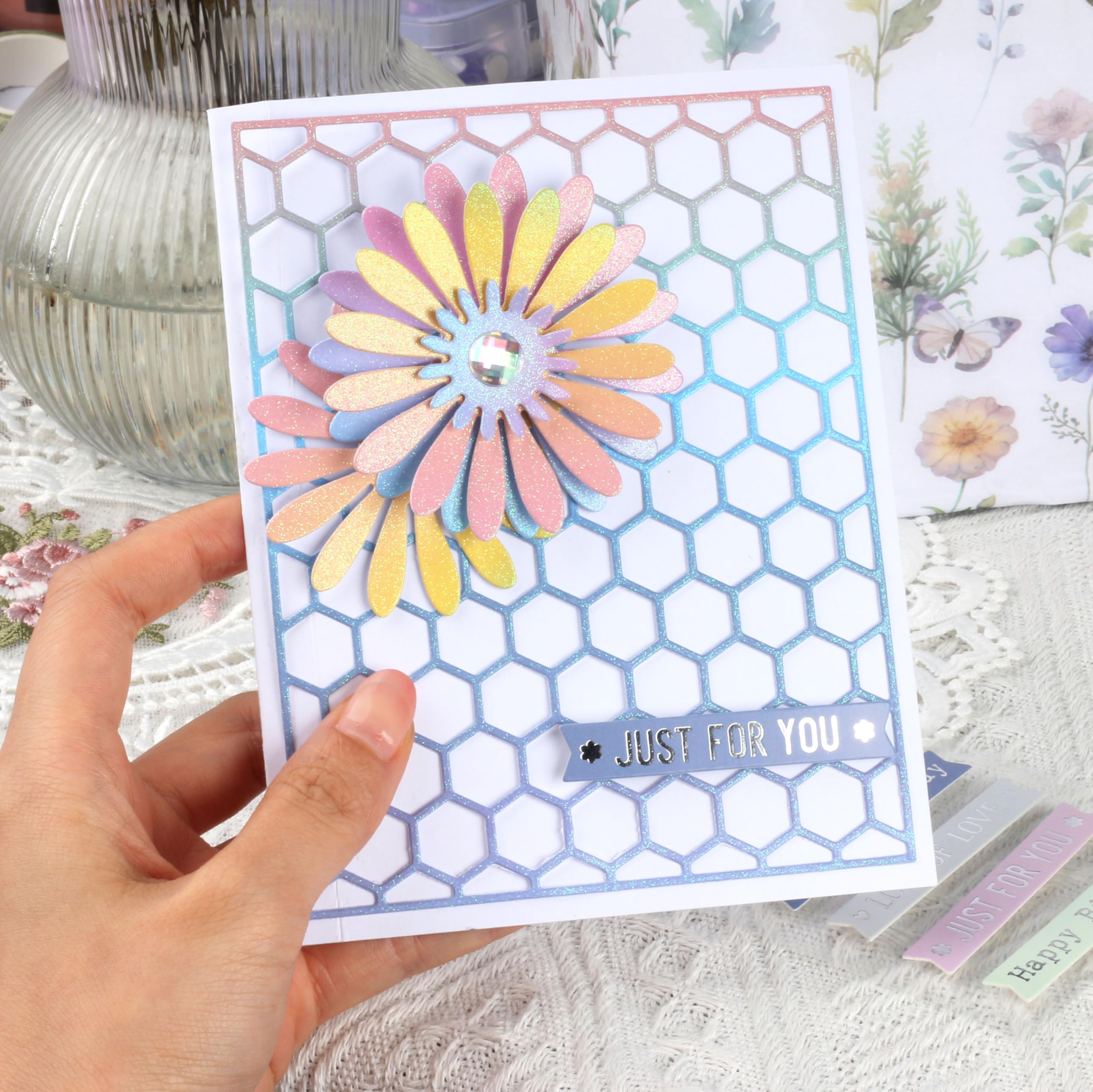 36 Sheets 12x12 Glitter Ombre Cardstock Paper - Pastel Scrapbooking Supplies for Card Making, Journaling, Origami, DIY Crafts - Perfect for Spring Decorations & Scrapbook Albums
