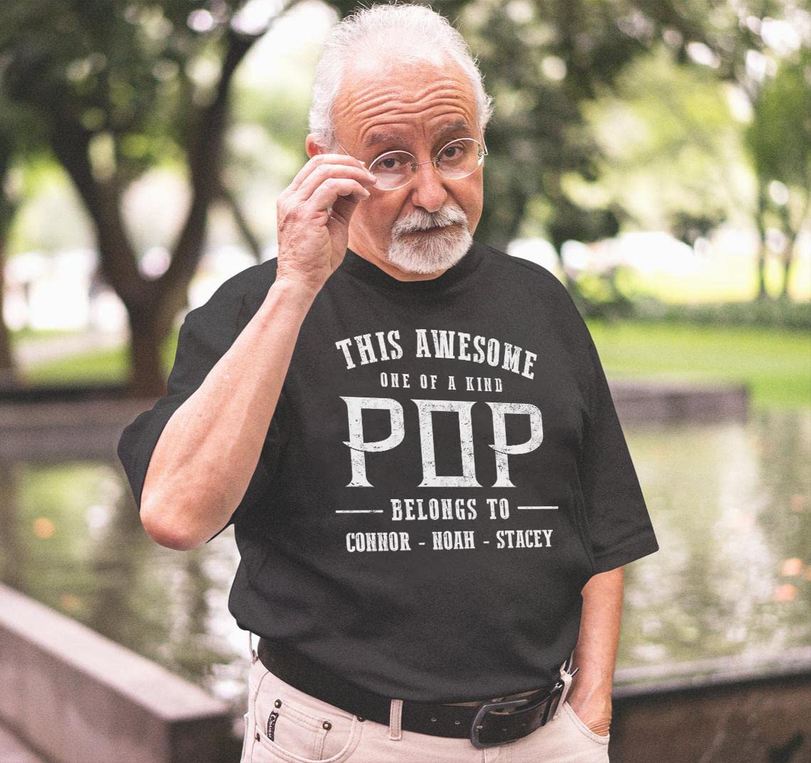 Custom Personalized Grandpa Shirt with Kids - Funny Fathers Day & Birthday Gift for Dad, Men - Perfect for Family Reunions & Special Occasions