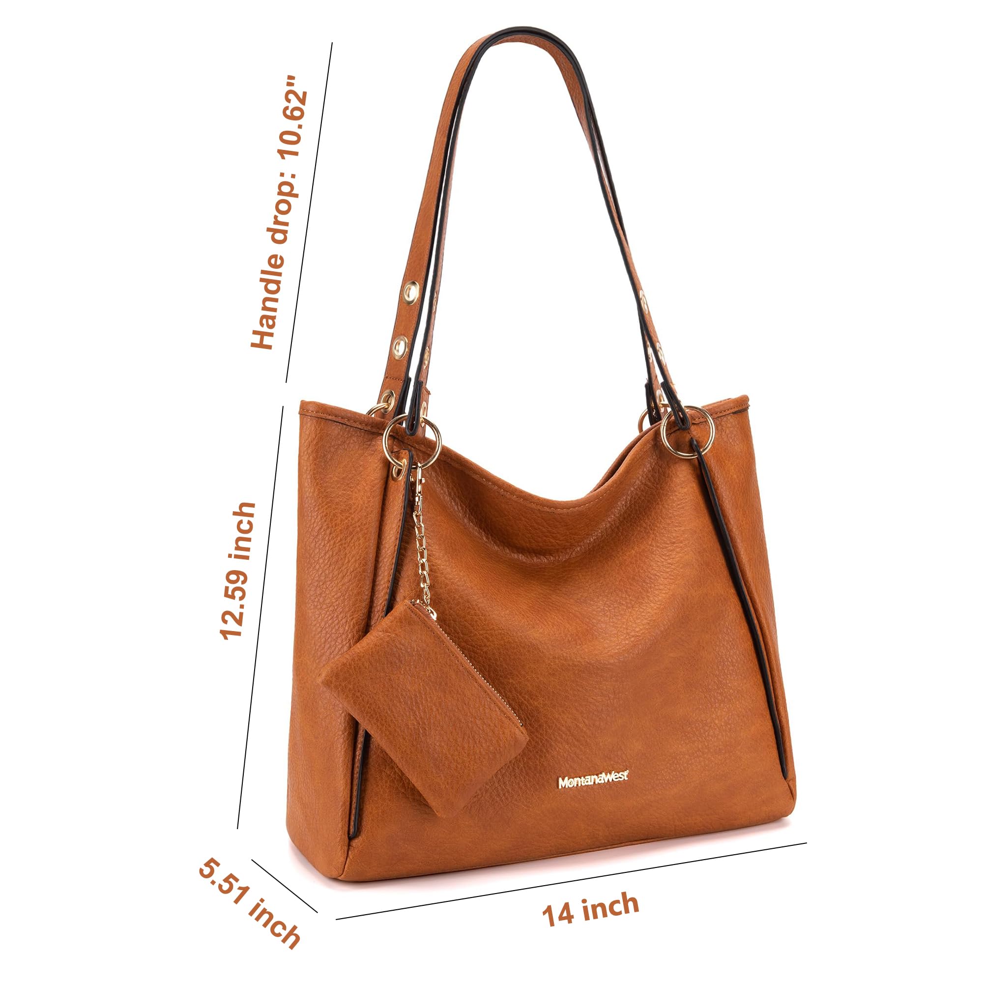 Montana West Large Tote Bag for Women - Stylish Leather Shoulder Purse & Handbag for Work, Travel & Everyday Use