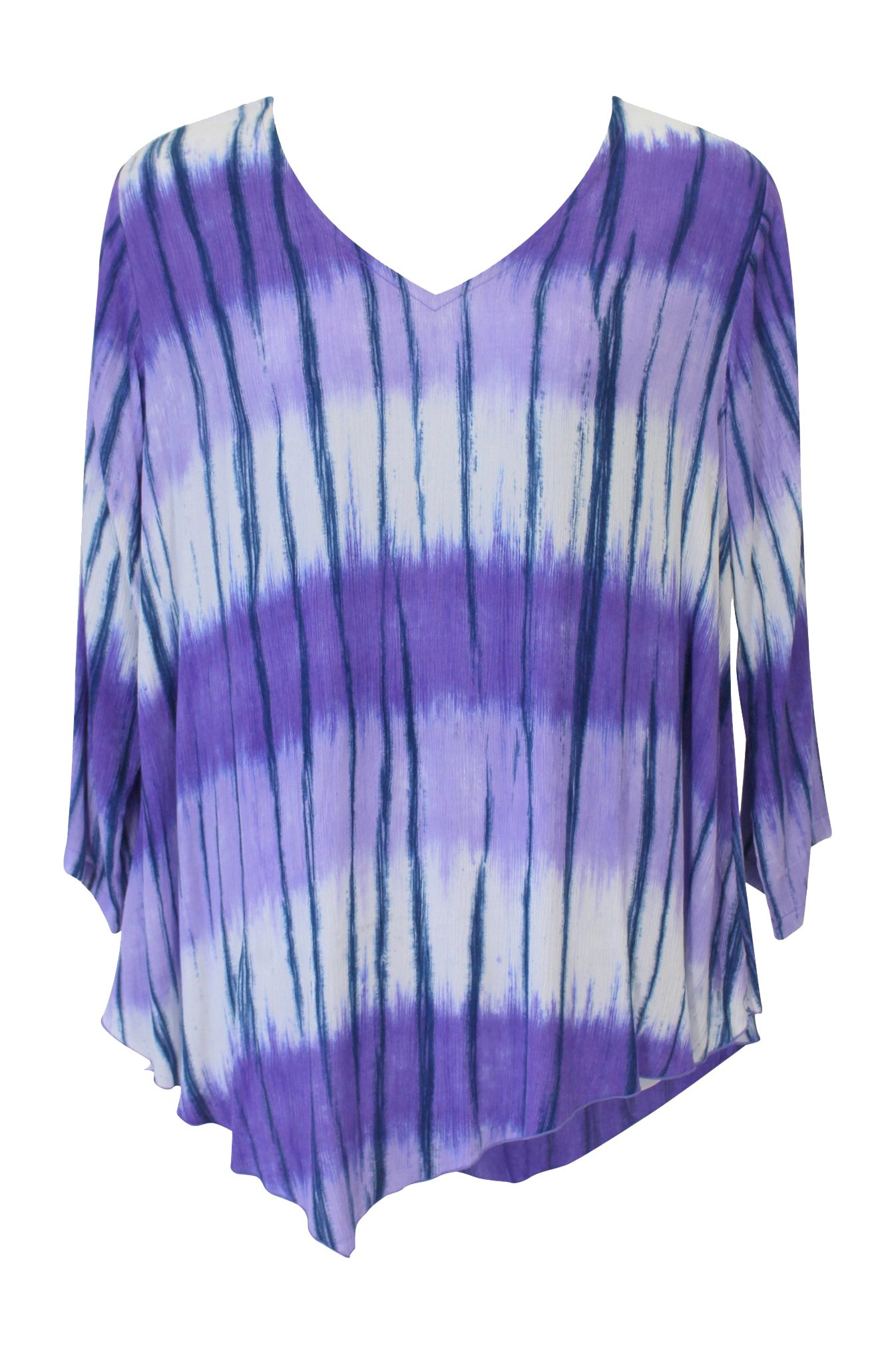 Stylish Modesce Women's Dip Dye V-Neck Tunic Top - Plus Size Casual Blouse for Work, Date Night & Everyday Wear