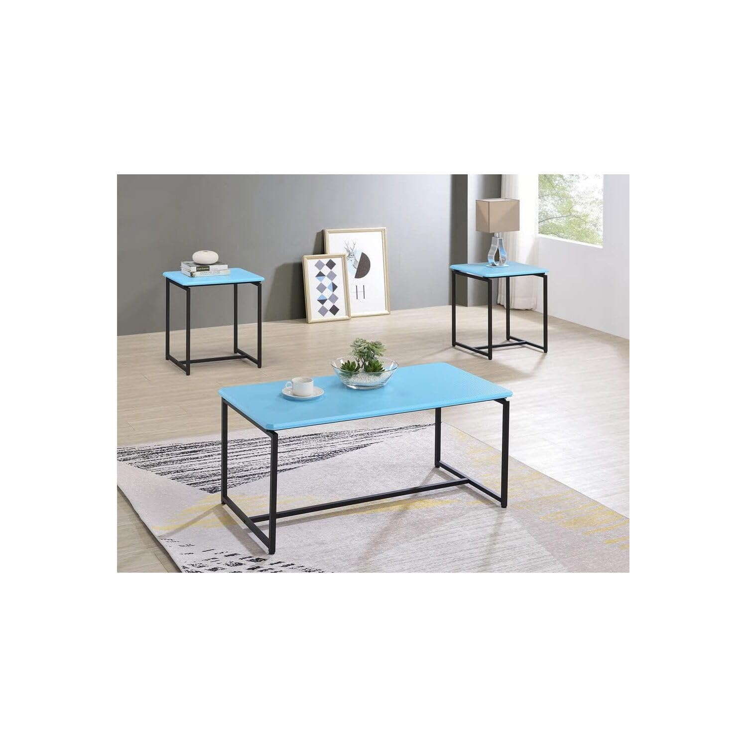 Carbon Fiber Coffee Table Set - Modern 3-Piece for Small Spaces | Living Room Decor