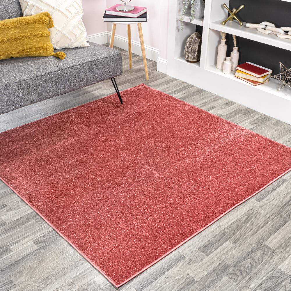 Soft Haze Solid Low Pile Area Rug - Red Modern Carpet for Living Room, Bedroom & Home Decor