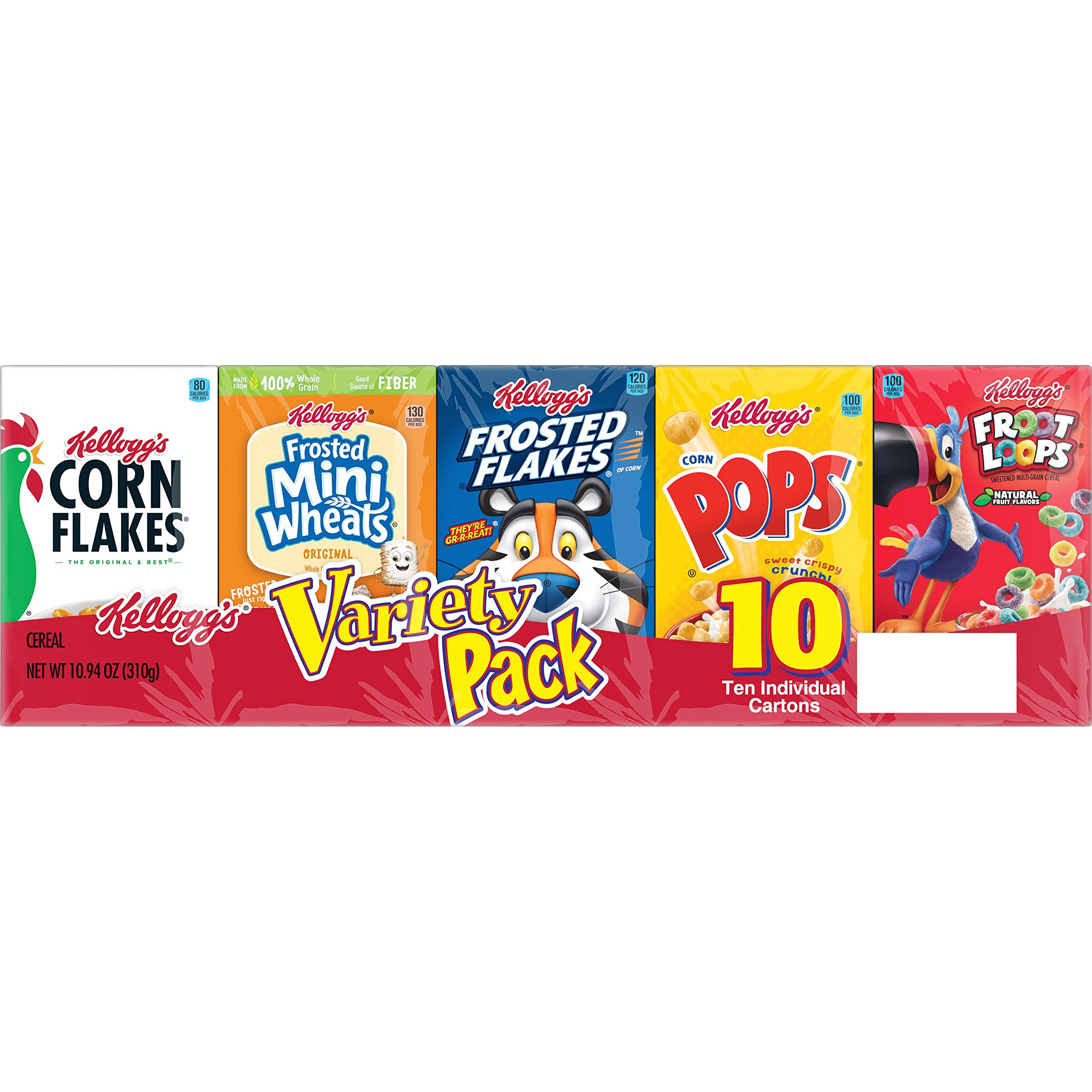 Kellogg's Breakfast Cereal Variety Pack - 12 Count Assorted Flavors | Perfect for Family Breakfast, Office Snacks & Kids Lunch Boxes