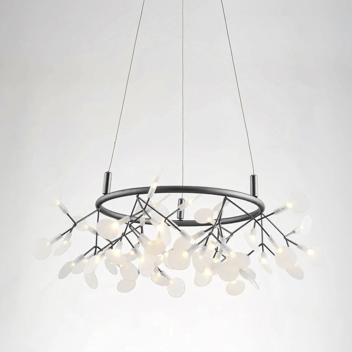 Black Big O Firefly LED Chandelier - Modern Crystal Ceiling Light Fixture for Dining Room, Living Room & Bedroom | Elegant Home Decor Lighting for Weddings & Parties