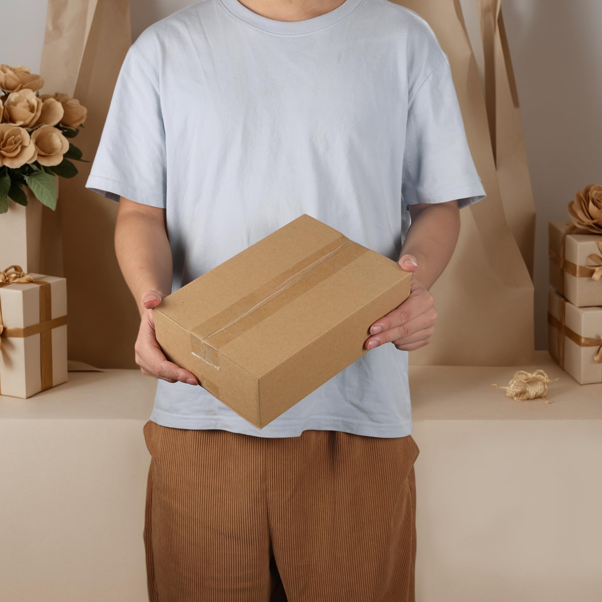 CRUGLA 40 Pack 10x7x3 Inch Corrugated Cardboard Shipping Boxes - Small Business Mailing & Packing Supplies for Ecommerce, Retail & Home Organization