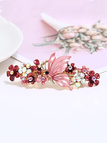 Kairangi Butterfly Hair Clips for Women & Girls - Red French Barrette Hair Accessories for Women (Perfect for Weddings, Parties & Daily Use) - Great Gift Idea for Women & Girls