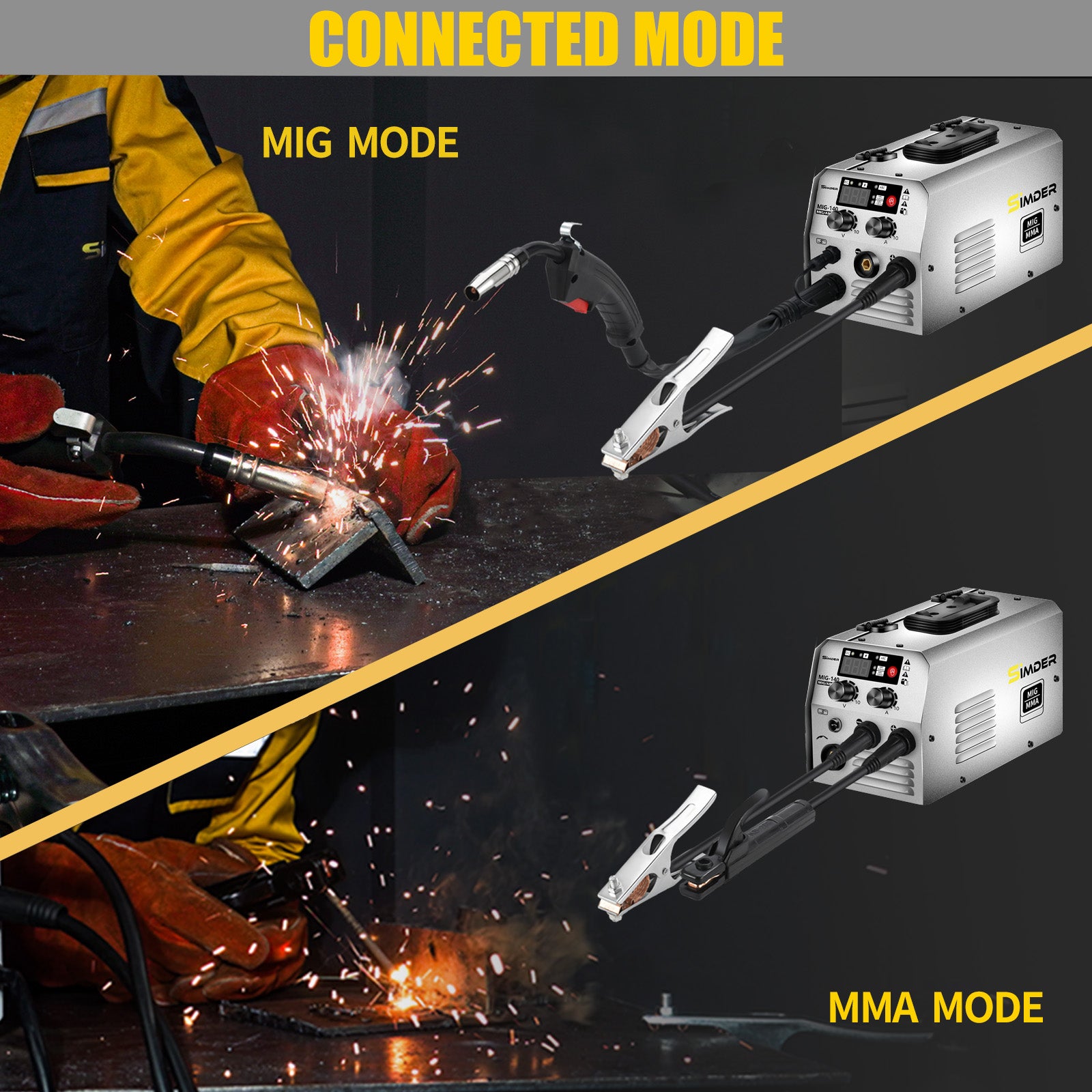 SSimder MIG 140S Gasless 2-in-1 MIG Welder Machine - 140 Amp Flux Core Wire Welder for Home DIY, Auto Repair & Metal Fabrication | Perfect for Beginners & Professionals