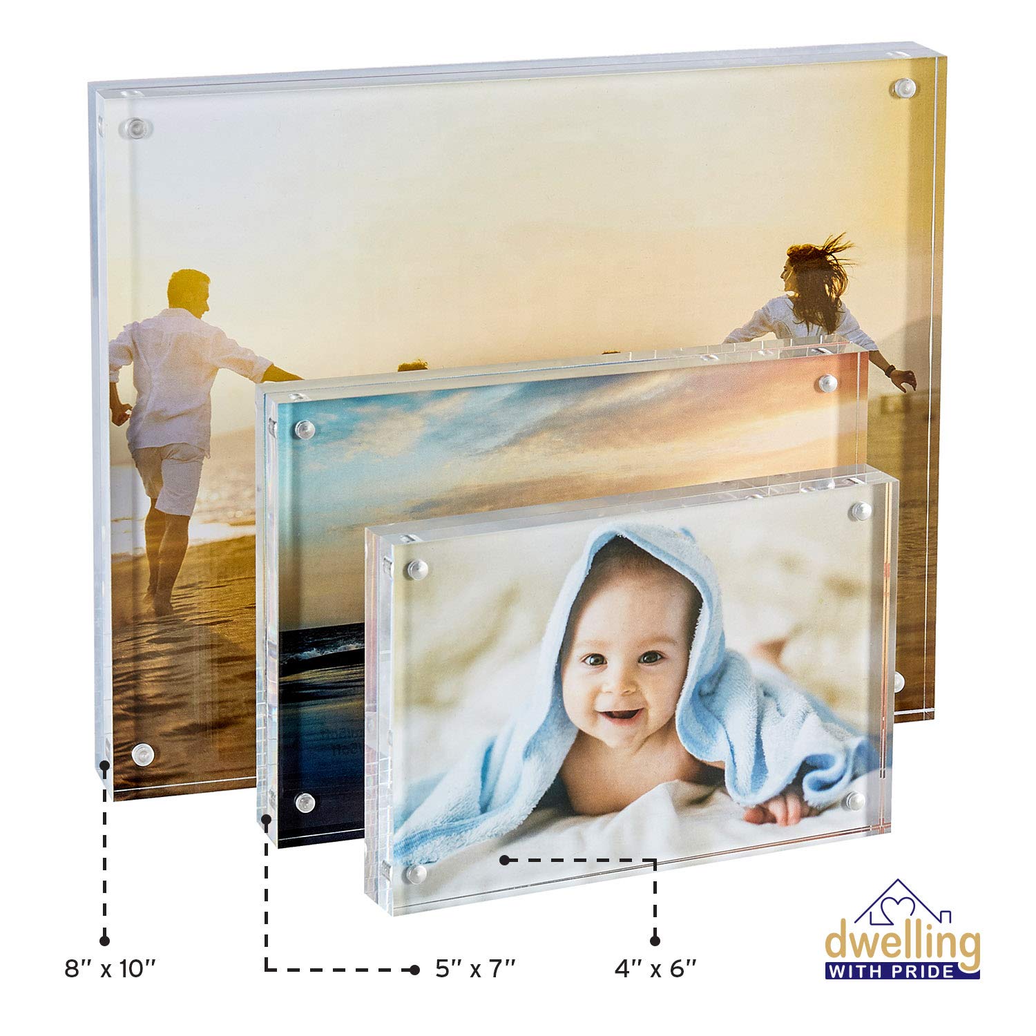3-Pack 8x10 Inch Acrylic Picture Frames - Clear Photo Frames for Family Photos, Office Desk & Side Table Decor - Perfect for Wedding, Home & Office Display