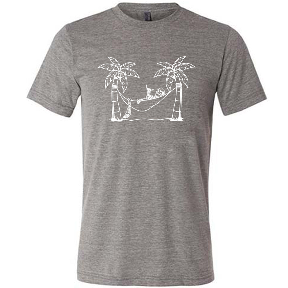 Unisex Skeleton Print Hammock Relaxation Shirt - Perfect for Lounging, Camping & Outdoor Chill Time